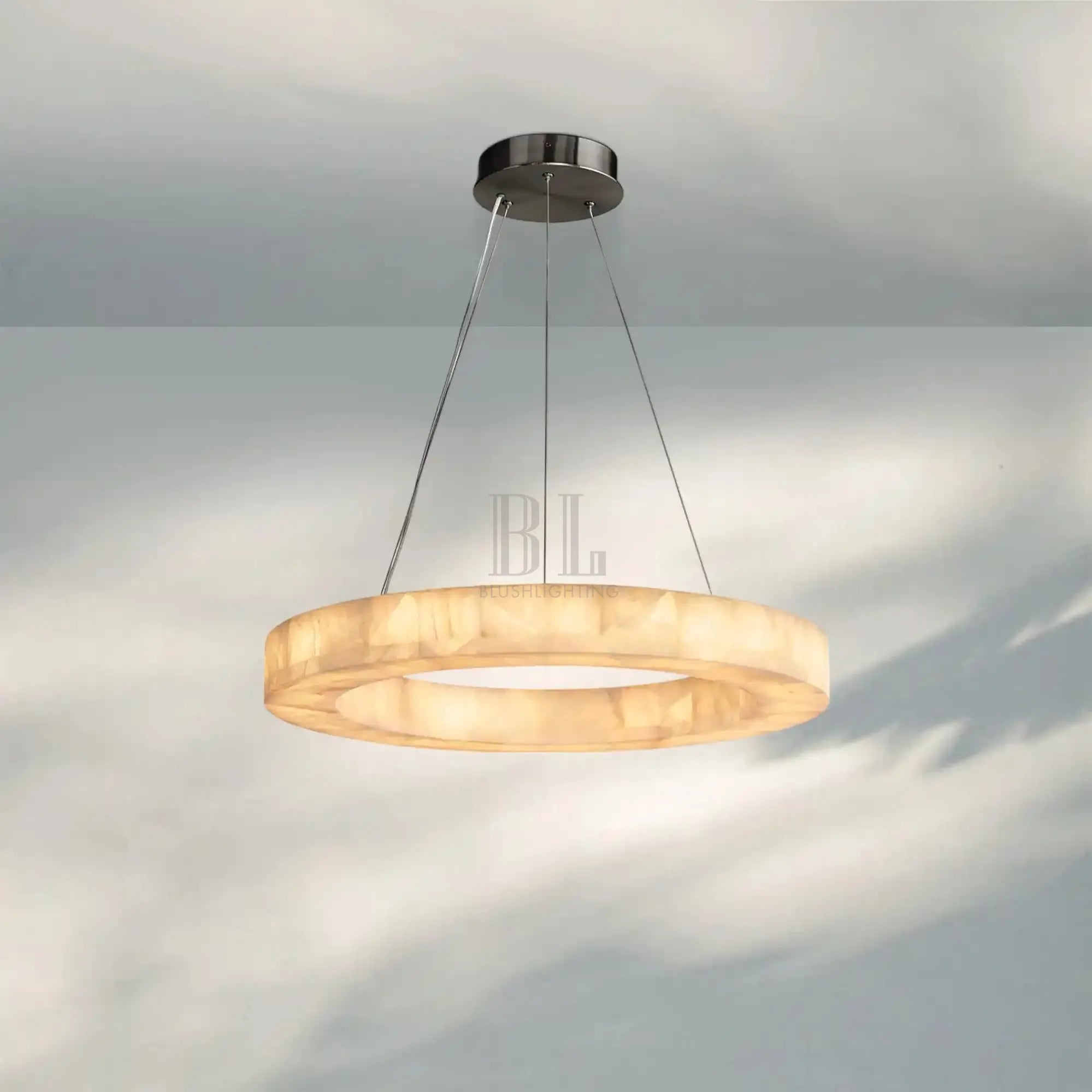 Rivaga Calcite lueur Round Chandelier 31"40"60"-31“D-Matte Black-