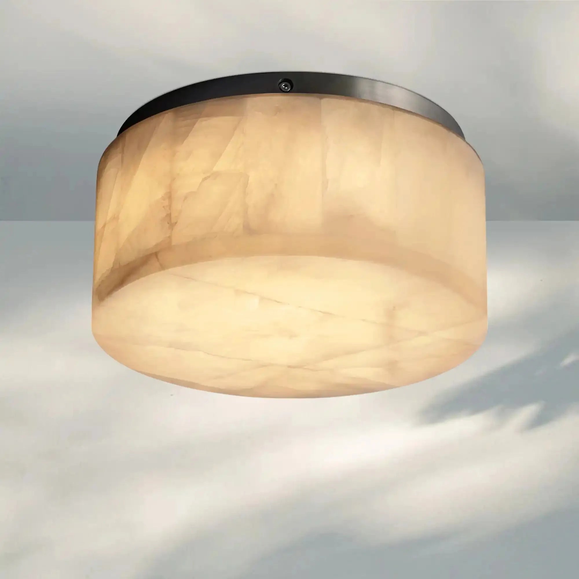 Rivaga Calcite Round Flushmount 6"10"14"-6" Sq-Matte Black-