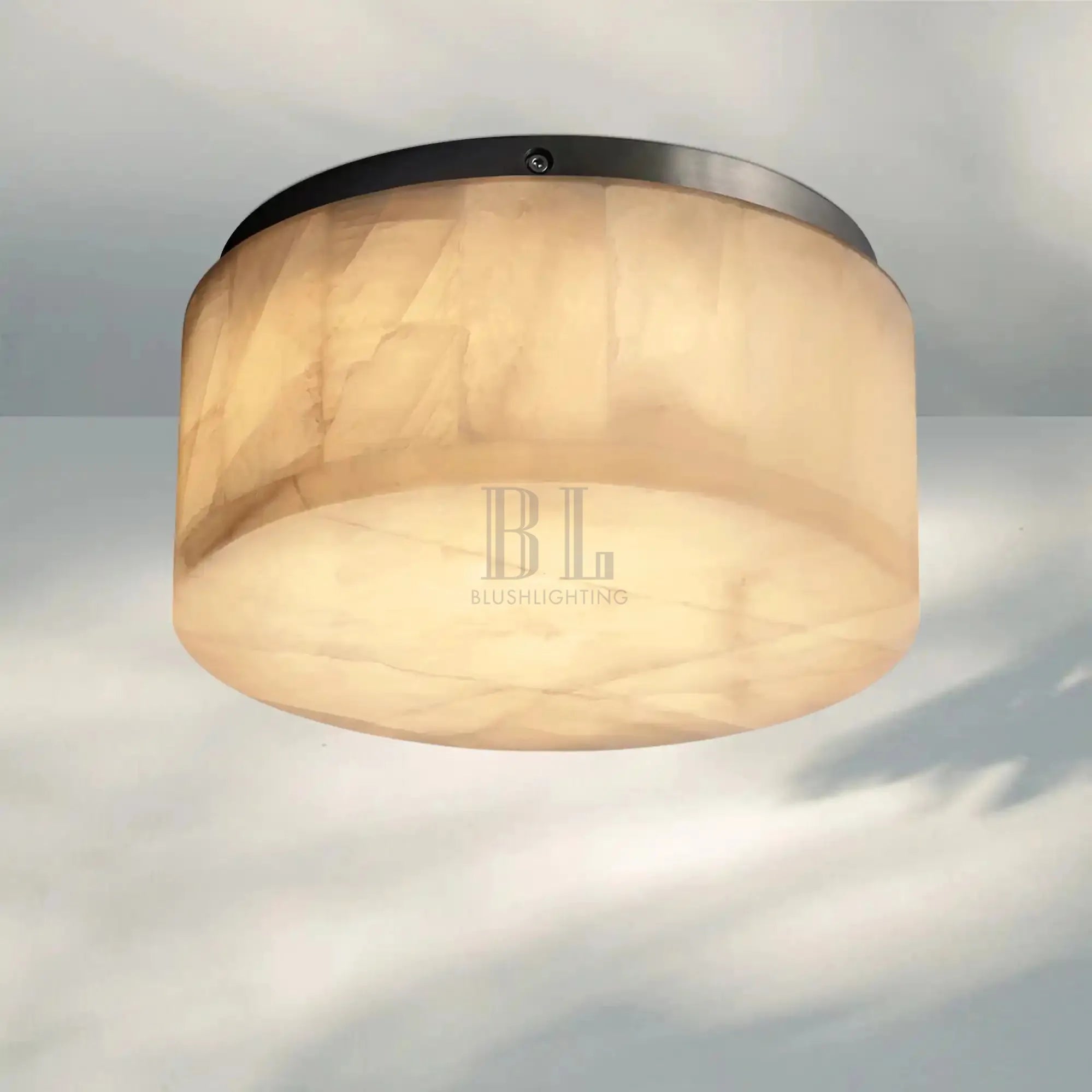 Rivaga Calcite Round Flushmount 6"10"14"-6" Sq-Matte Black-