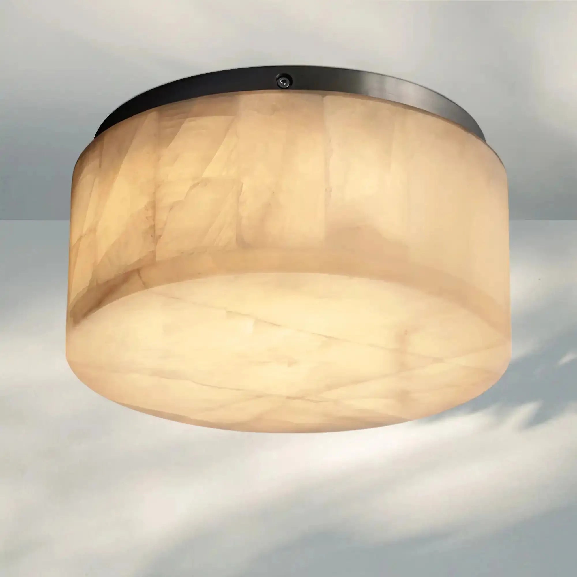 Rivaga Calcite Round Flushmount 6"10"14"-10" Sq-Matte Black-