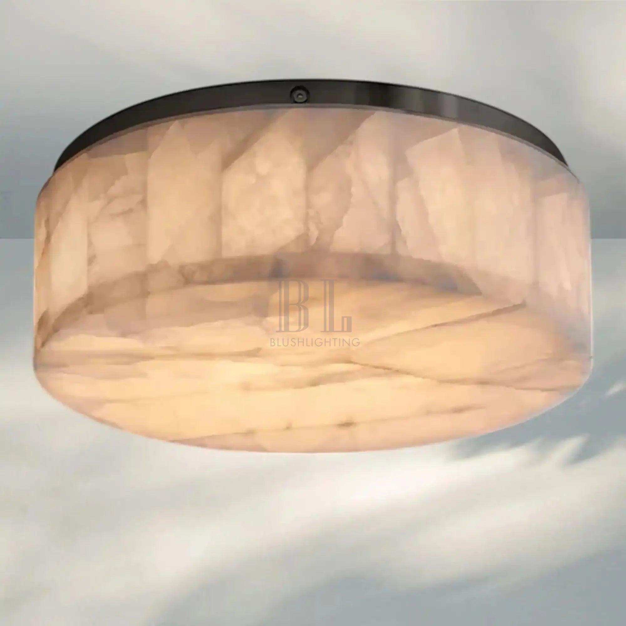 Rivaga Calcite Round Flushmount 6"10"14"-14" Sq-Matte Black-