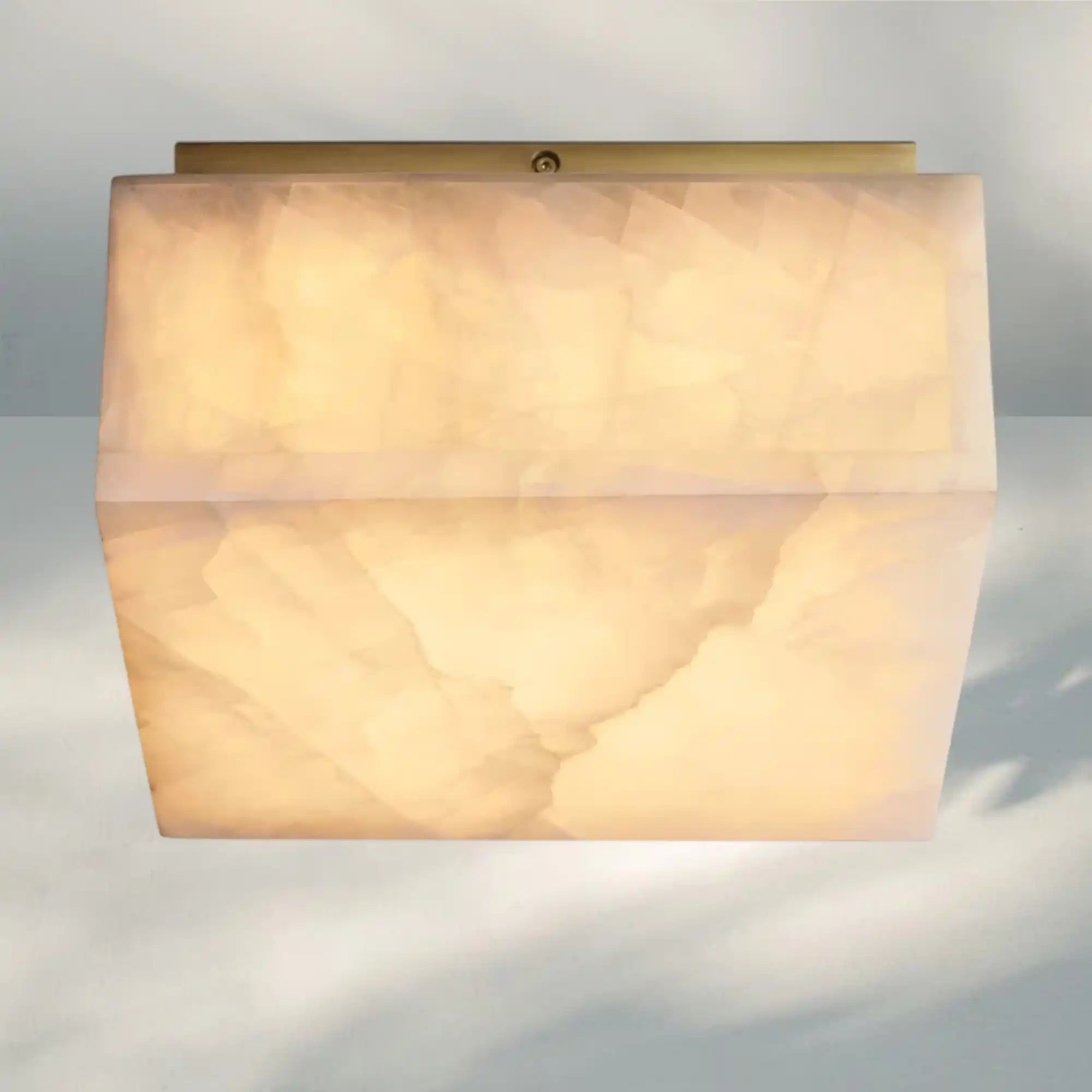 Rivaga Calcite Square Flushmount 6" 10" 14"-10" Sq-Brass-