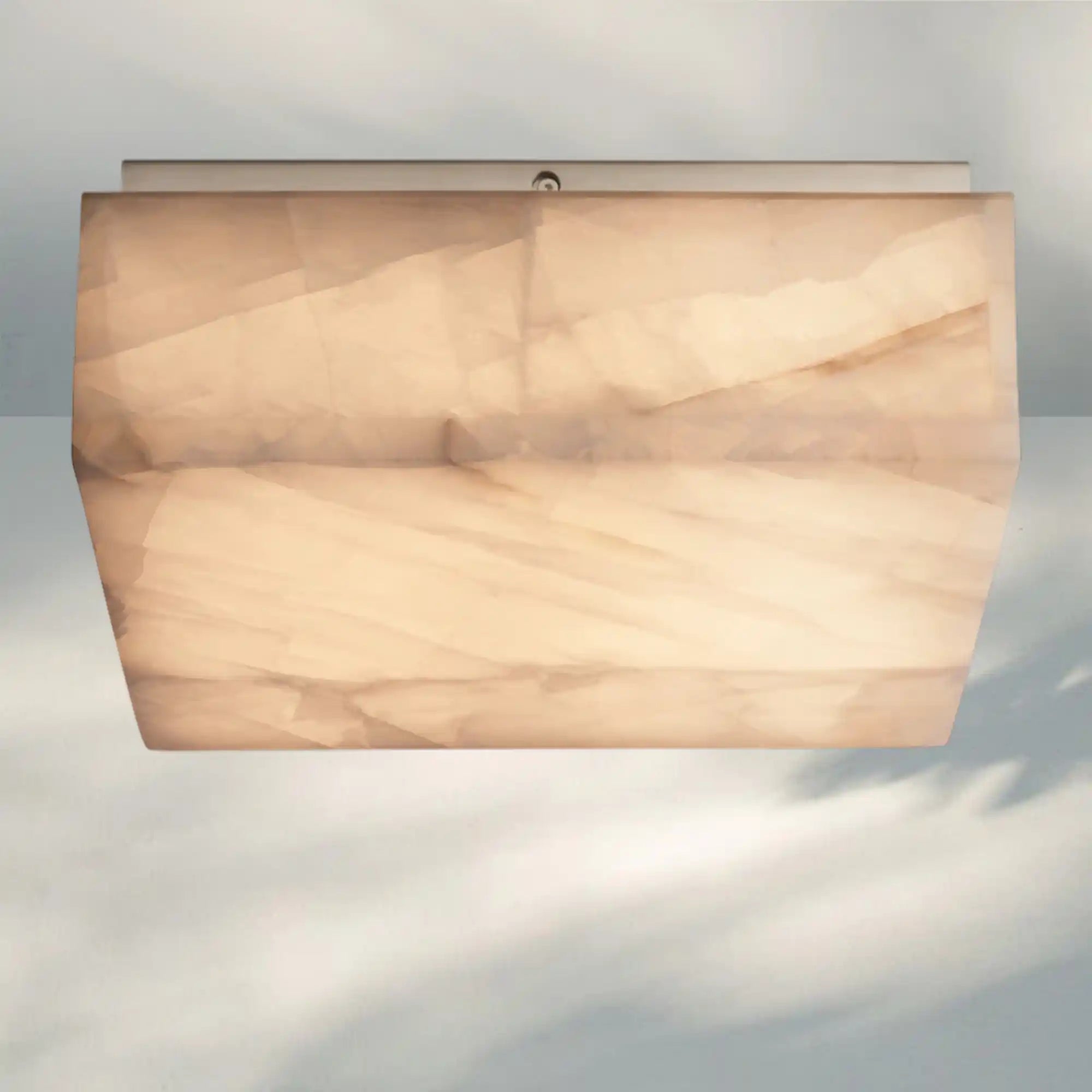 Rivaga Calcite Square Flushmount 6" 10" 14"-14" Sq-Satin Nickel-