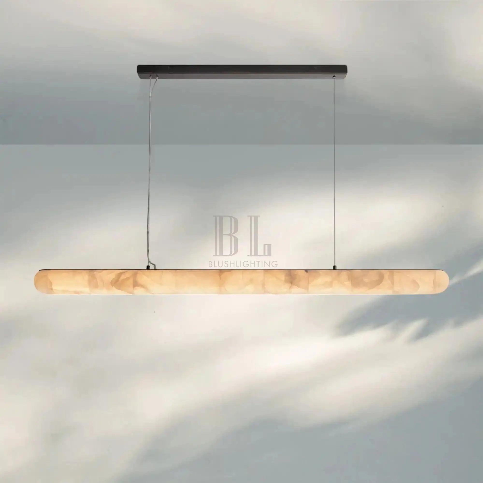 Rivaga Lisse Alabaster Linear Chandelier 60" 80"-80''-Bronze-