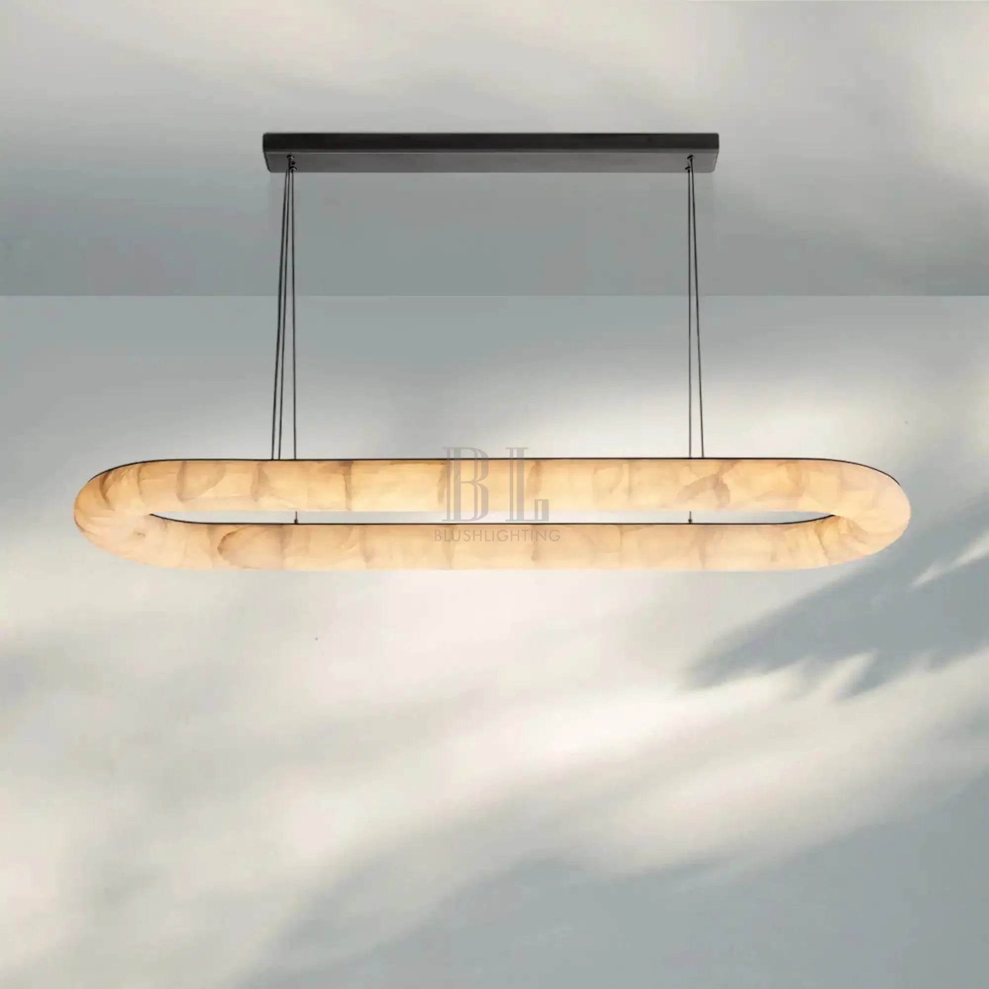 Rivaga Lisse Alabaster Oval Chandelier 57" 74"-74''-Bronze-