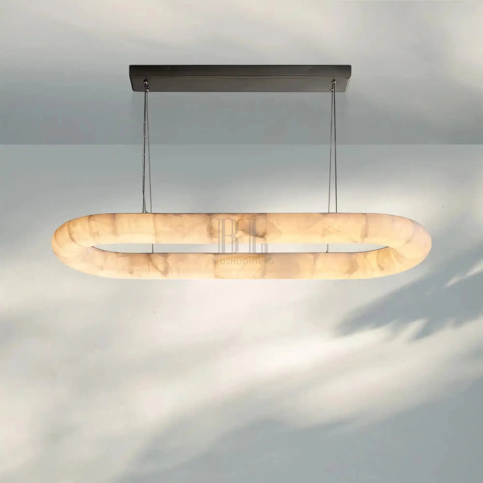 Rivaga Lisse Alabaster Oval Chandelier 57" 74"-57''-Bronze-