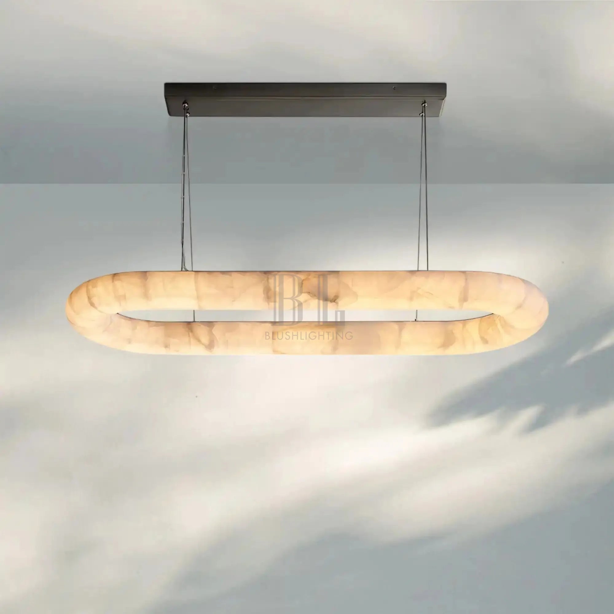 Rivaga Lisse Alabaster Oval Chandelier 57" 74"-57''-Bronze-