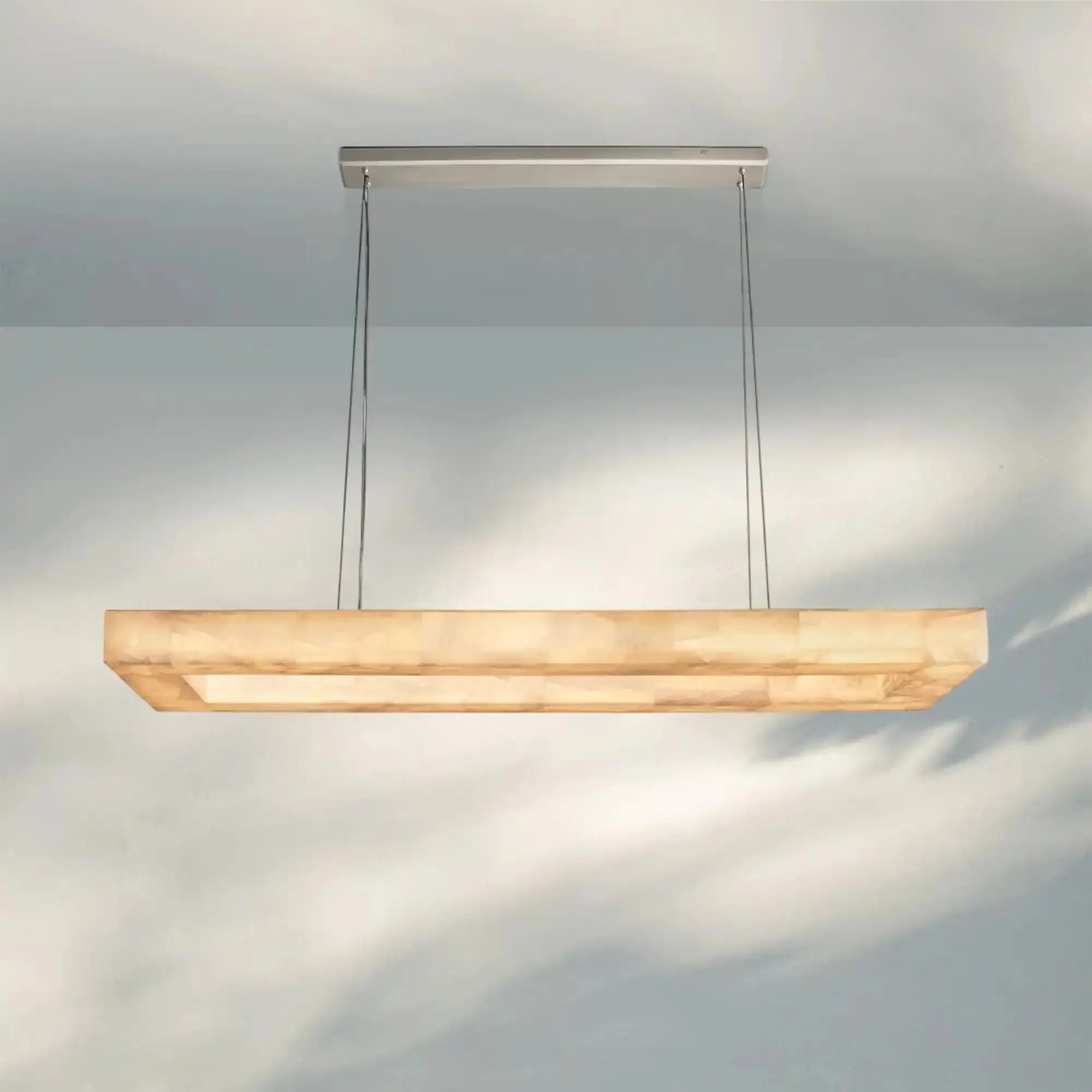 Rivaga Rectangular Calcite Chandelier 54"72"-54''-Satin Nickel-