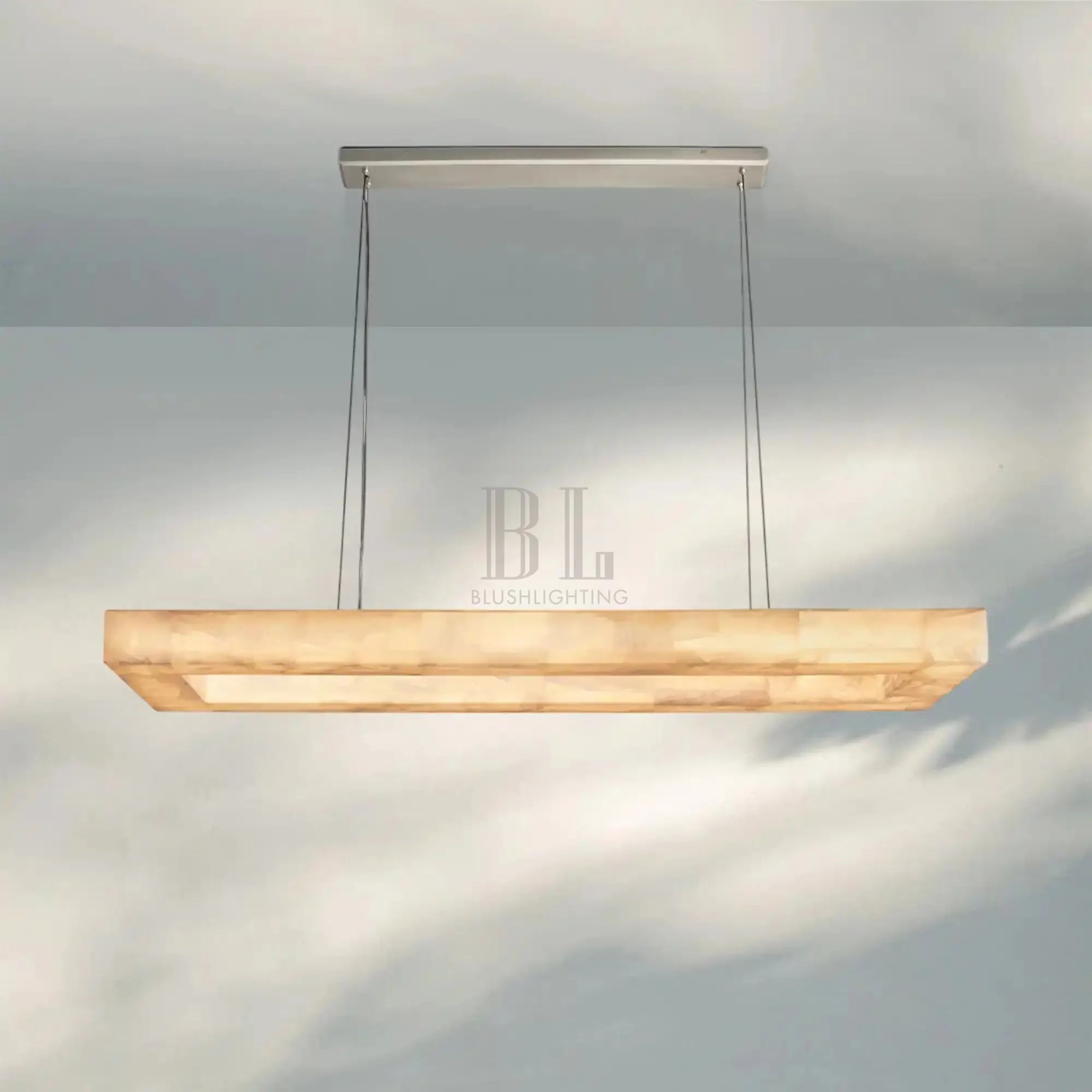 Rivaga Rectangular Calcite Chandelier 54"72"-54''-Satin Nickel-