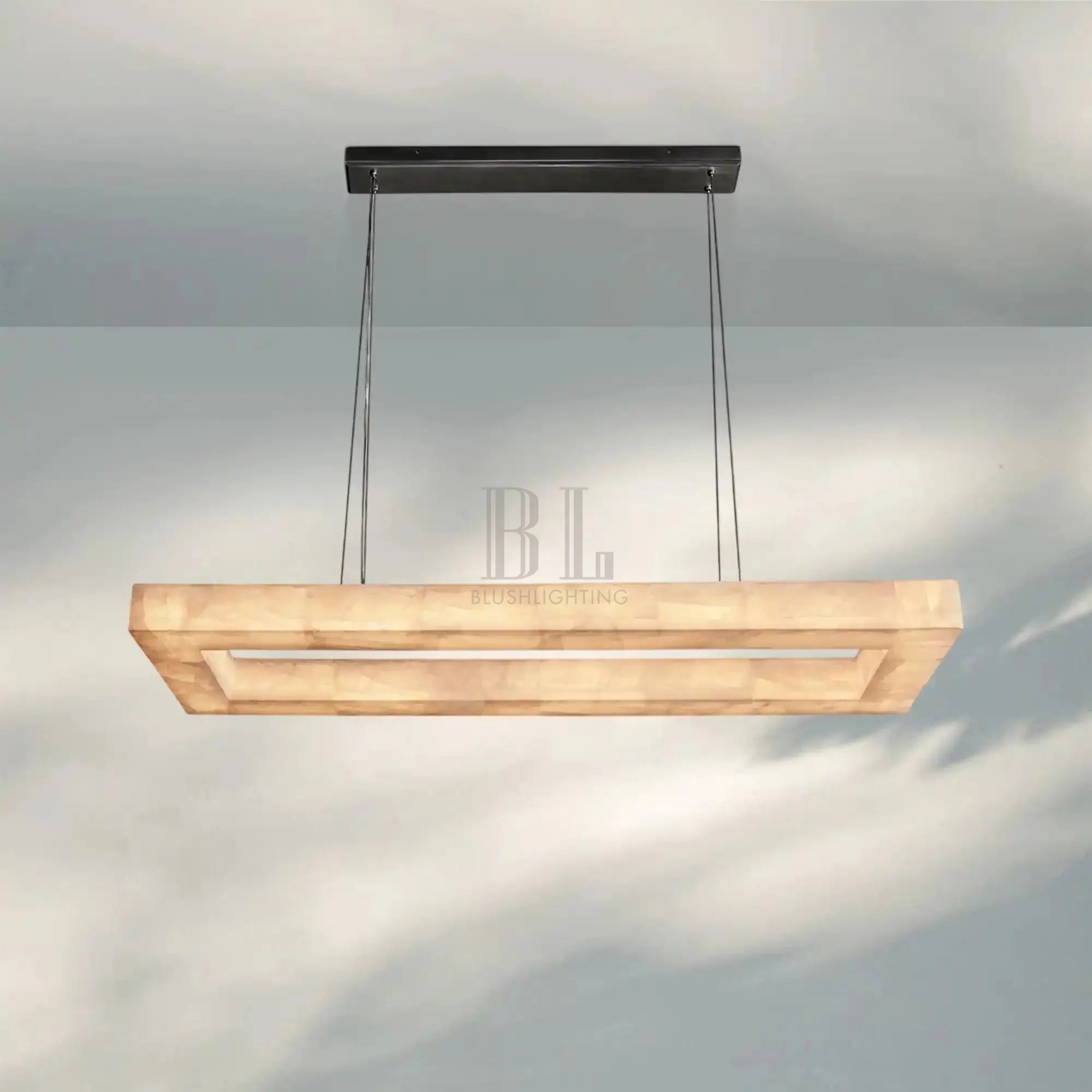Rivaga Rectangular Calcite Chandelier 54"72"-54''-Matte Black-