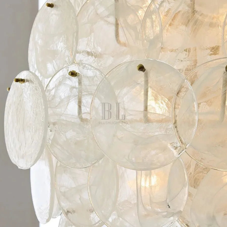 Riviera Glass Disc Chandelier 26" - Blushlighting