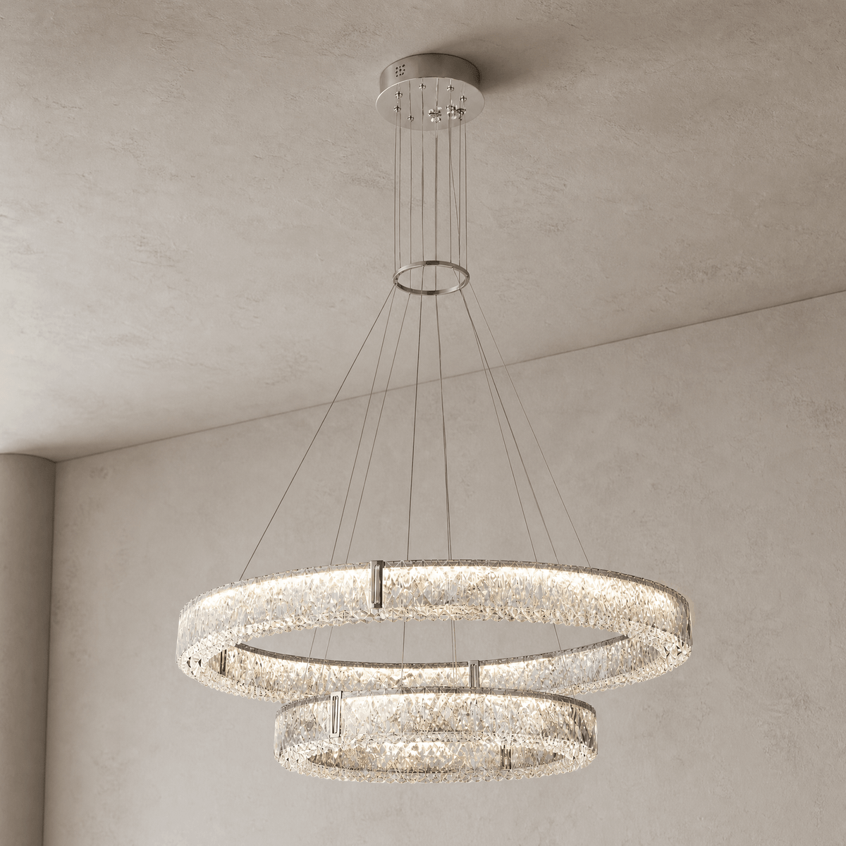 Roccia Stone Crystal Duo Chandelier - Blushlighting