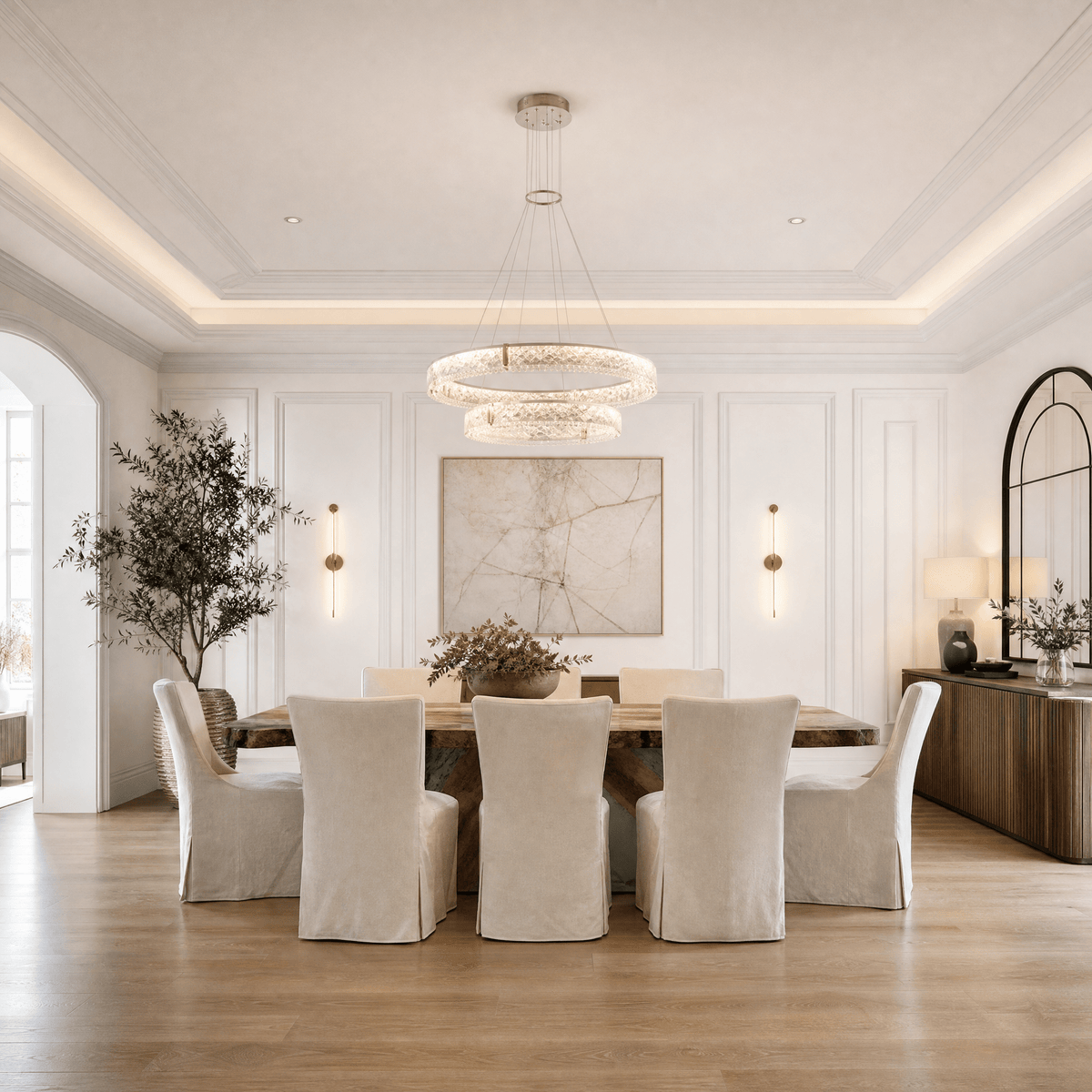 Roccia Stone Crystal Duo Chandelier - Blushlighting