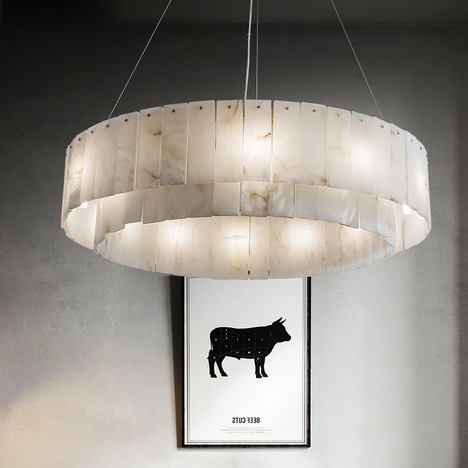 Rock Alabaster Chandelier 23.6" 31.4" - 23.6" x H 59"/ Dia 60cm x H 150cmBrass & White AlabasterBlushlighting