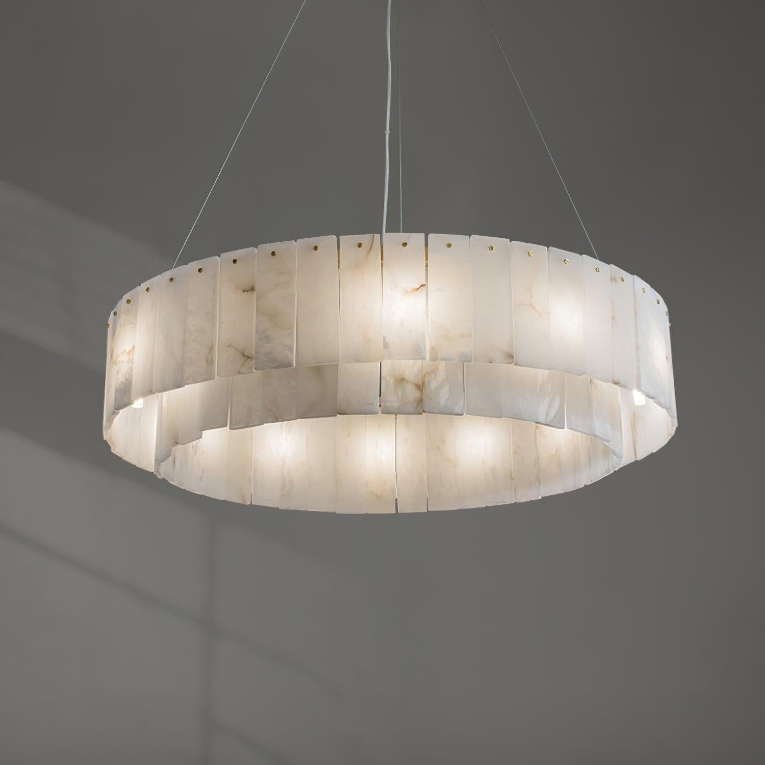 Rock Alabaster Chandelier 23.6" 31.4" - 23.6" x H 59"/ Dia 60cm x H 150cmBrass & White AlabasterBlushlighting