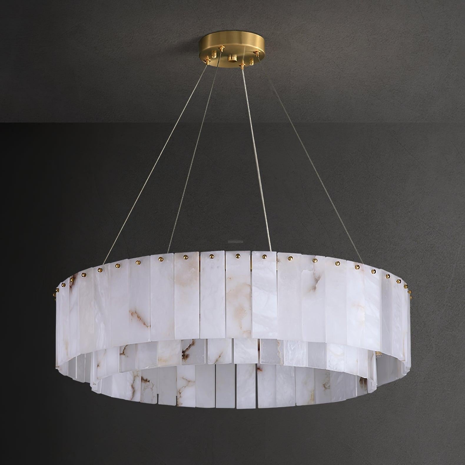 Rock Alabaster Chandelier 23.6" 31.4" - 23.6" x H 59"/ Dia 60cm x H 150cmBrass & White AlabasterBlushlighting
