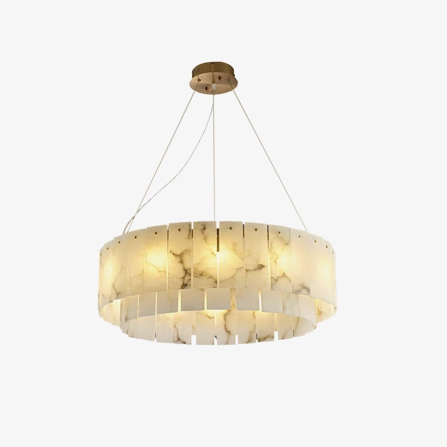 Rock Alabaster Chandelier 23.6" 31.4" - 23.6" x H 59"/ Dia 60cm x H 150cmBrass & White AlabasterBlushlighting