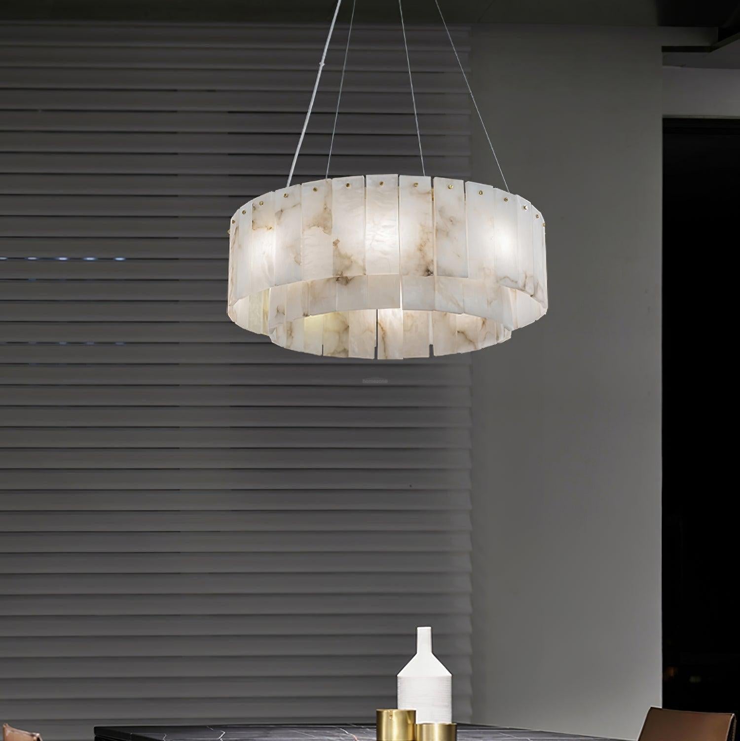 Rock Alabaster Chandelier 23.6" 31.4" - 23.6" x H 59"/ Dia 60cm x H 150cmBrass & White AlabasterBlushlighting