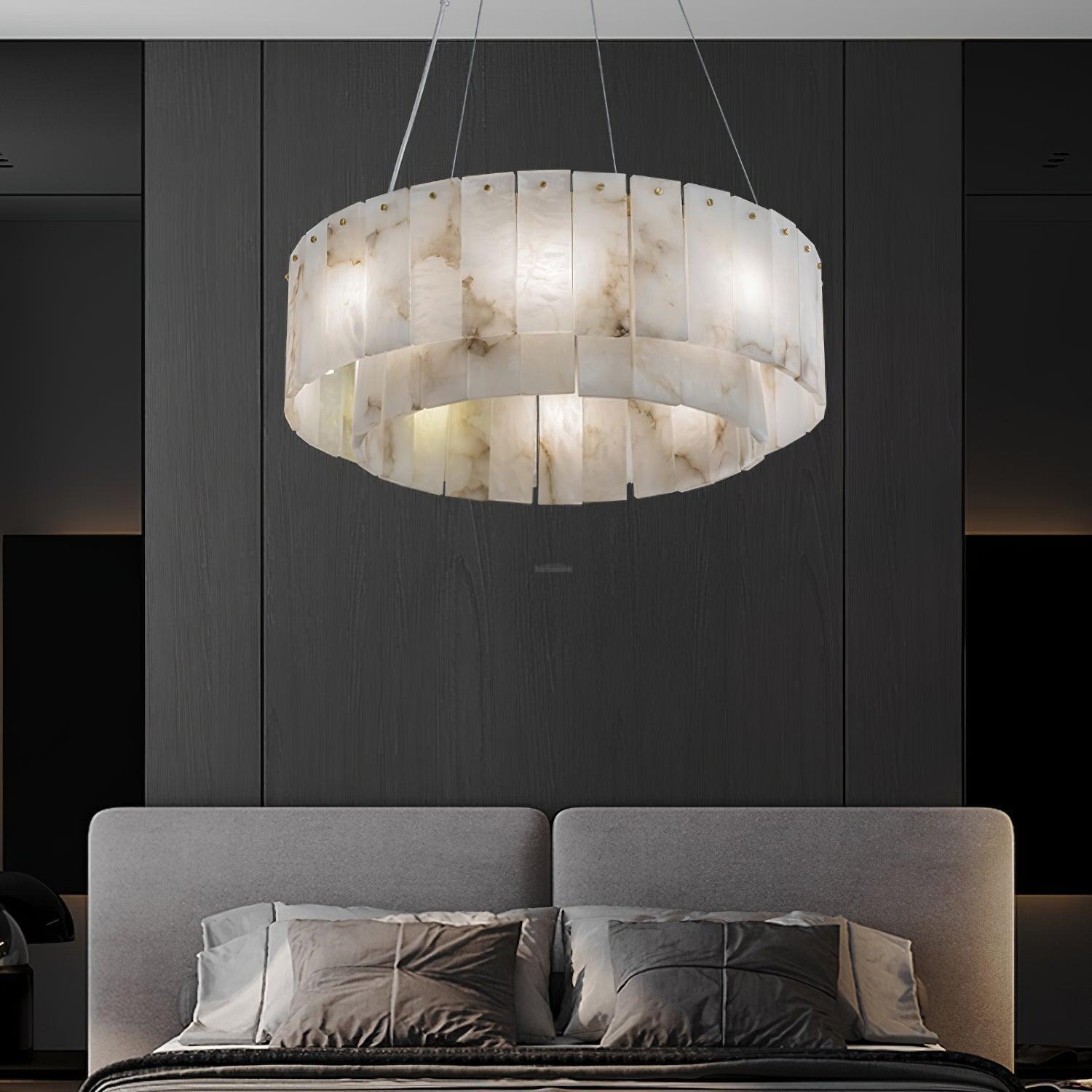 Rock Alabaster Chandelier 23.6" 31.4" - 23.6" x H 59"/ Dia 60cm x H 150cmBrass & White AlabasterBlushlighting