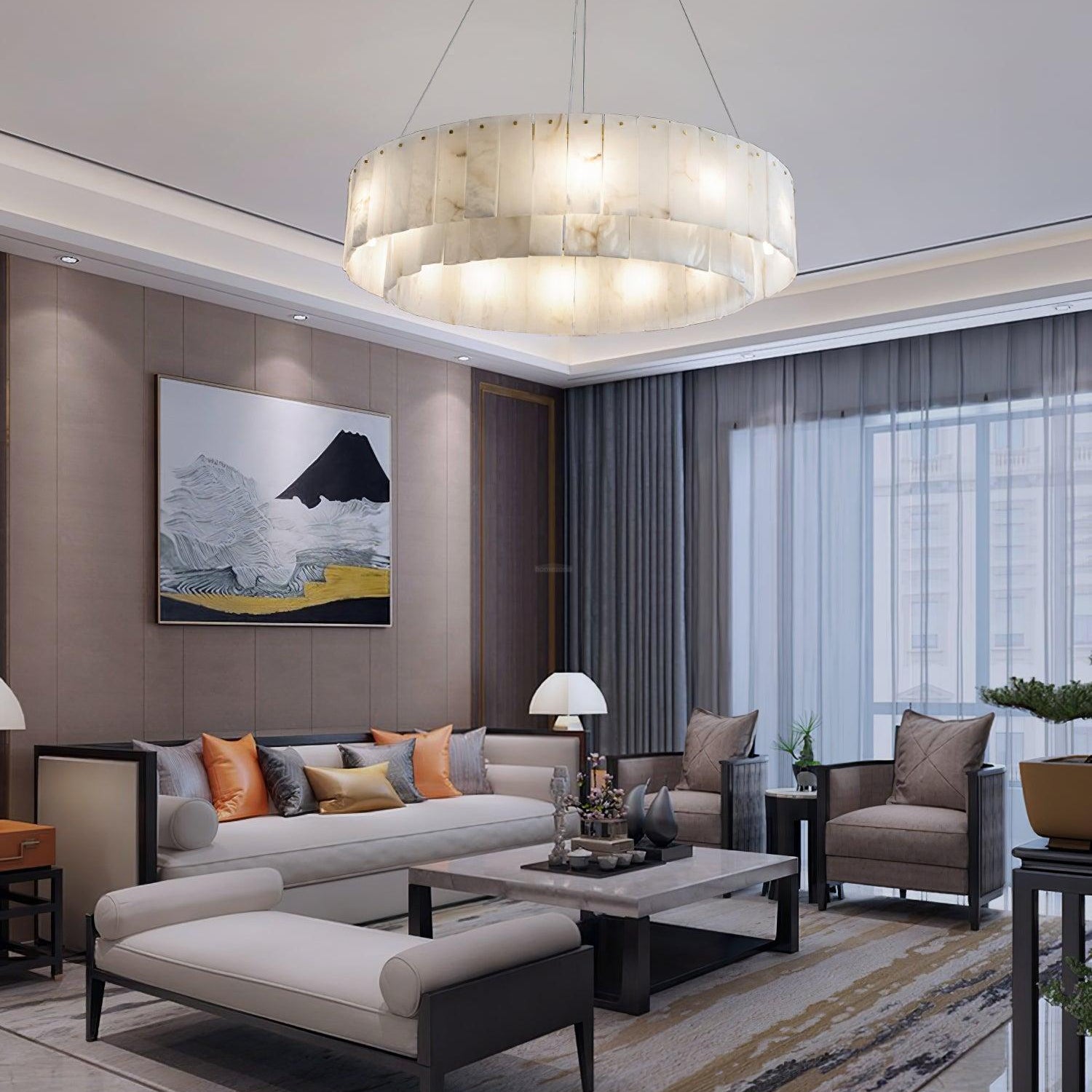 Rock Alabaster Chandelier 23.6" 31.4"-Blushlighting