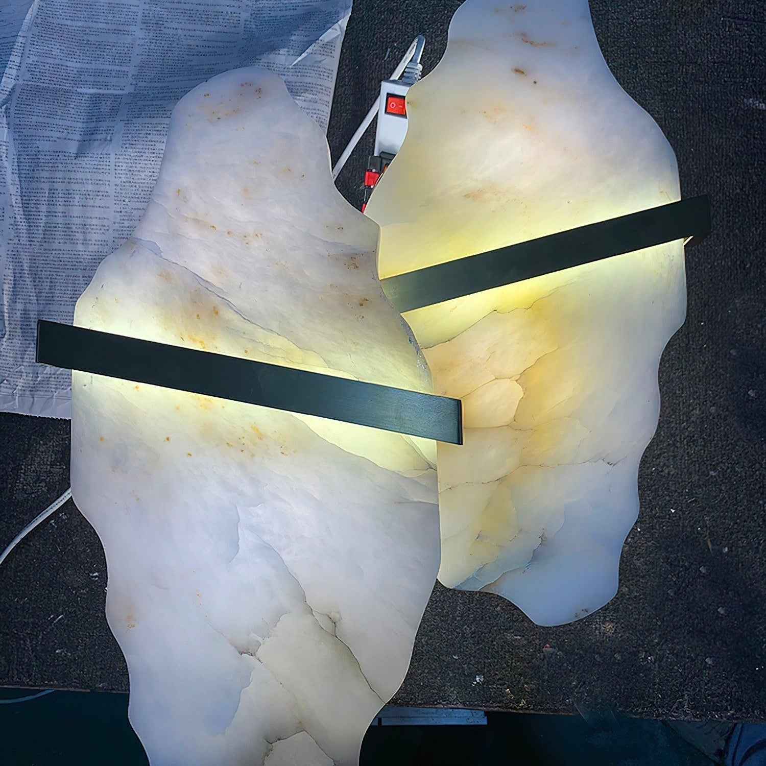 Rock Alabaster Chandelier - 9 heads D 80cm x H 200cm / ∅ 31.5″ x H 78.7″Gold&WhiteWarm WhiteBlushlighting