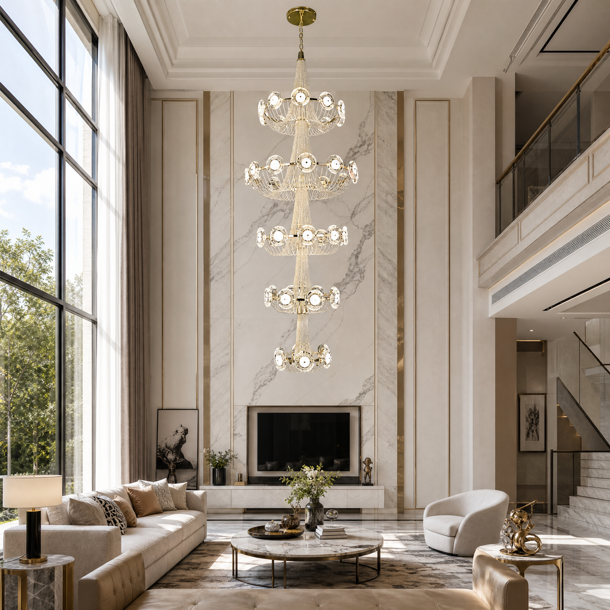 Rococo Dream Modern Sculptural Ring Chandelier - scene