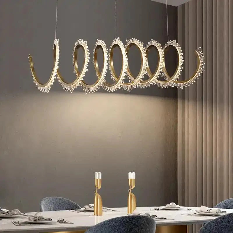 Rorie Modern Rock Crystal Spiral Chandelier, Island Chandelier - Blushlighting
