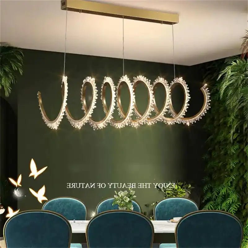 Rorie Modern Rock Crystal Spiral Chandelier, Island Chandelier - Blushlighting