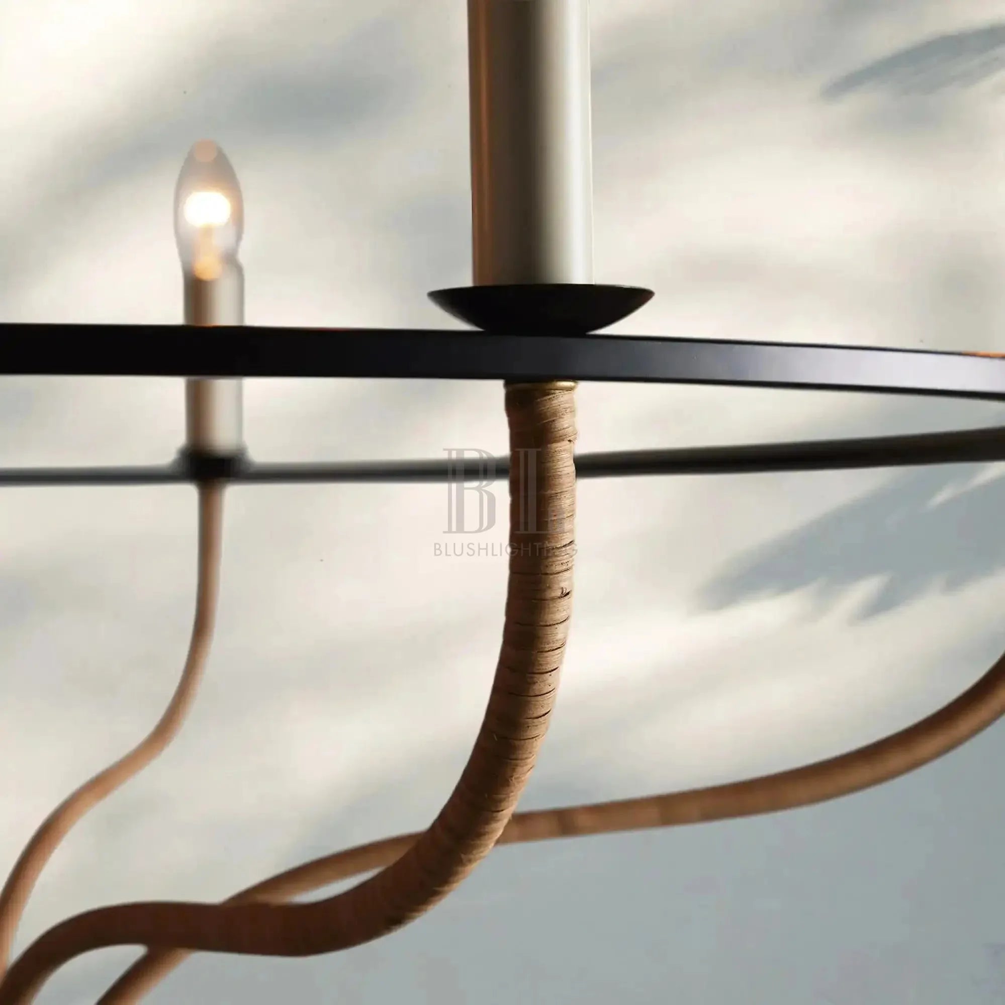 Rosalind Rattan Chandelier in Black - Blushlighting