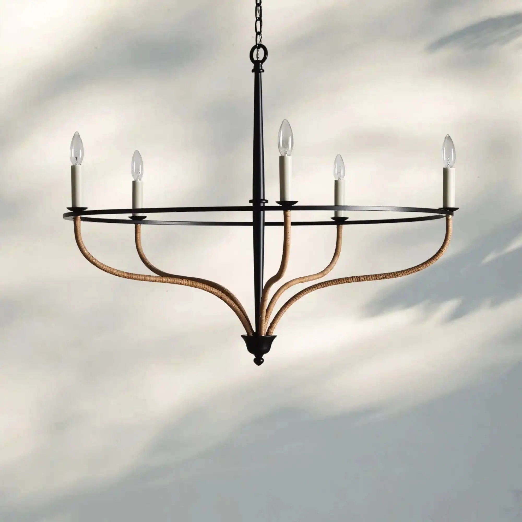 Rosalind Rattan Chandelier in Black - Blushlighting