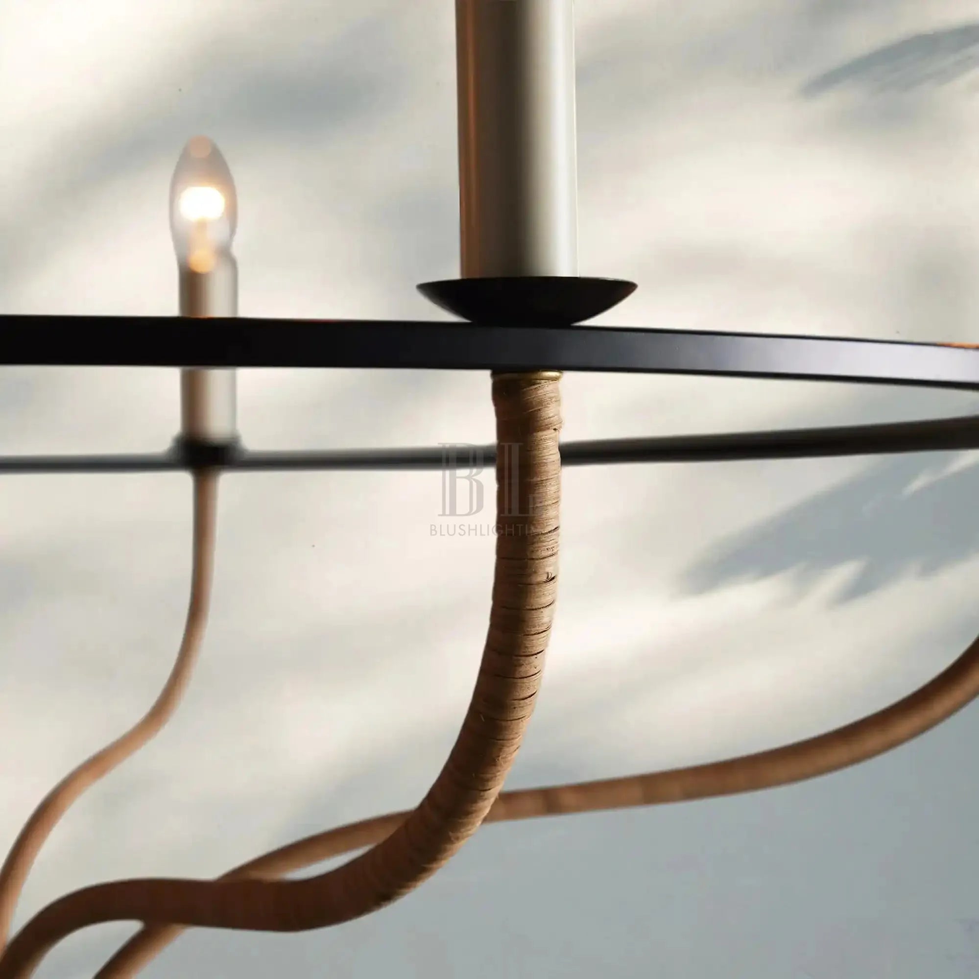 Rosalind Rattan Chandelier in Black - Blushlighting