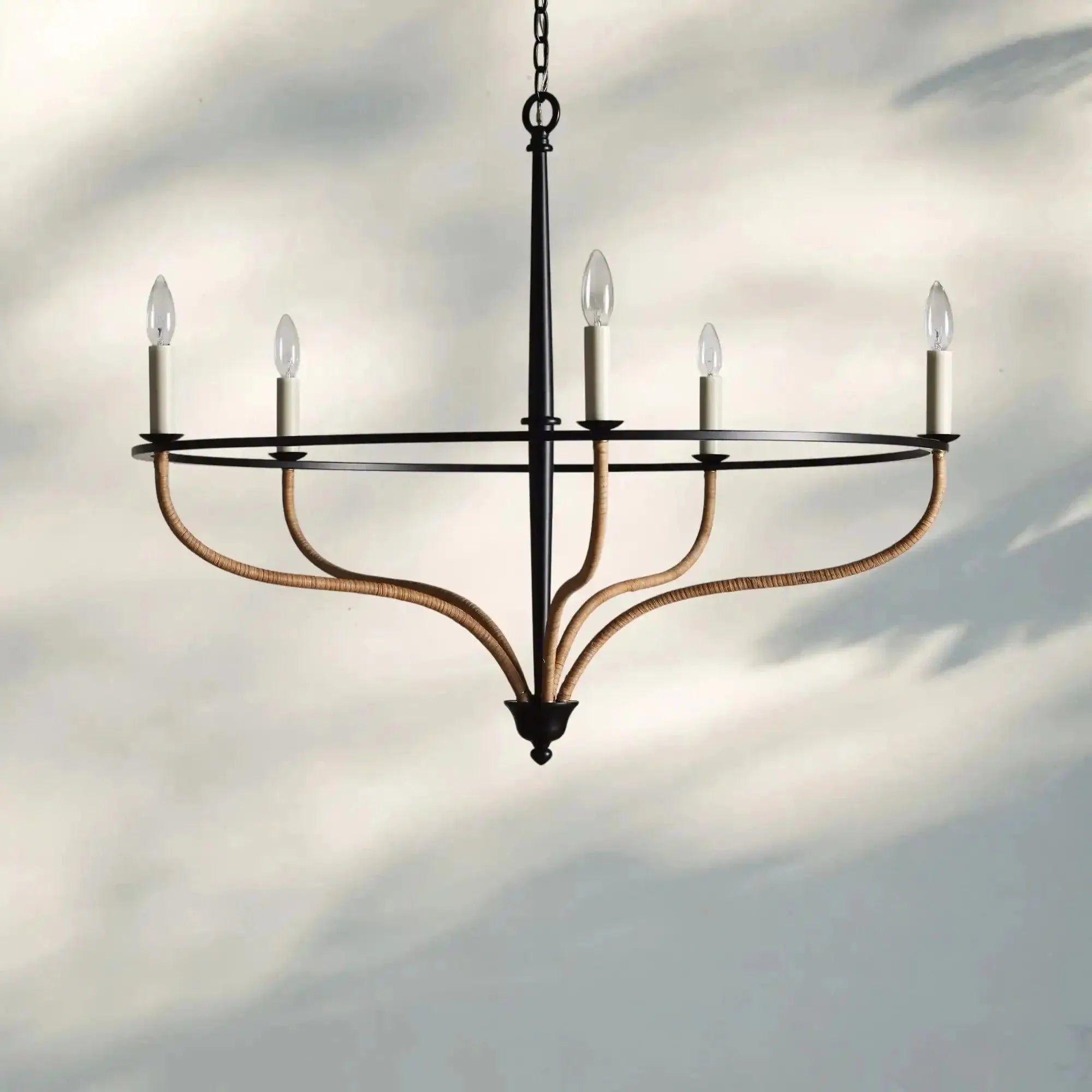 Rosalind Rattan Chandelier in Black - Blushlighting