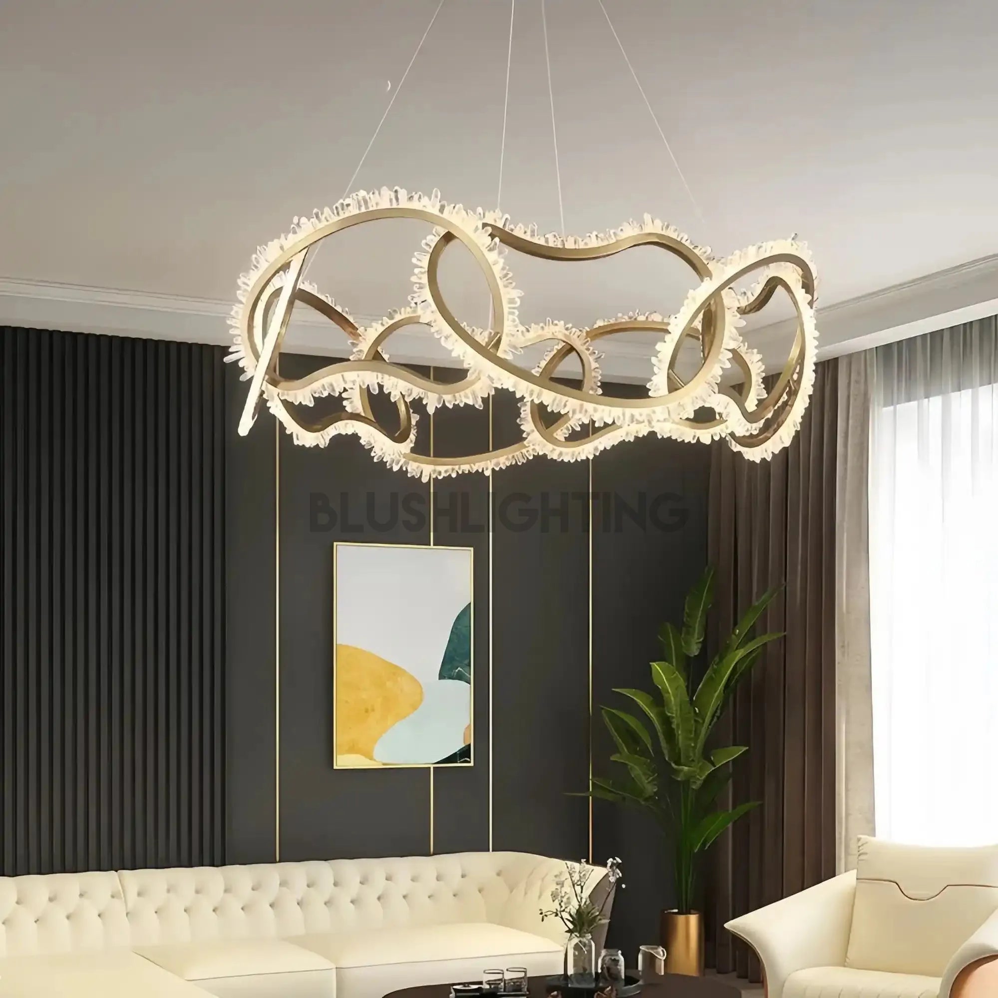 Rose Rock Crystal Multi - ring Chandelier Modern Chandelier Restaurant - Blushlighting