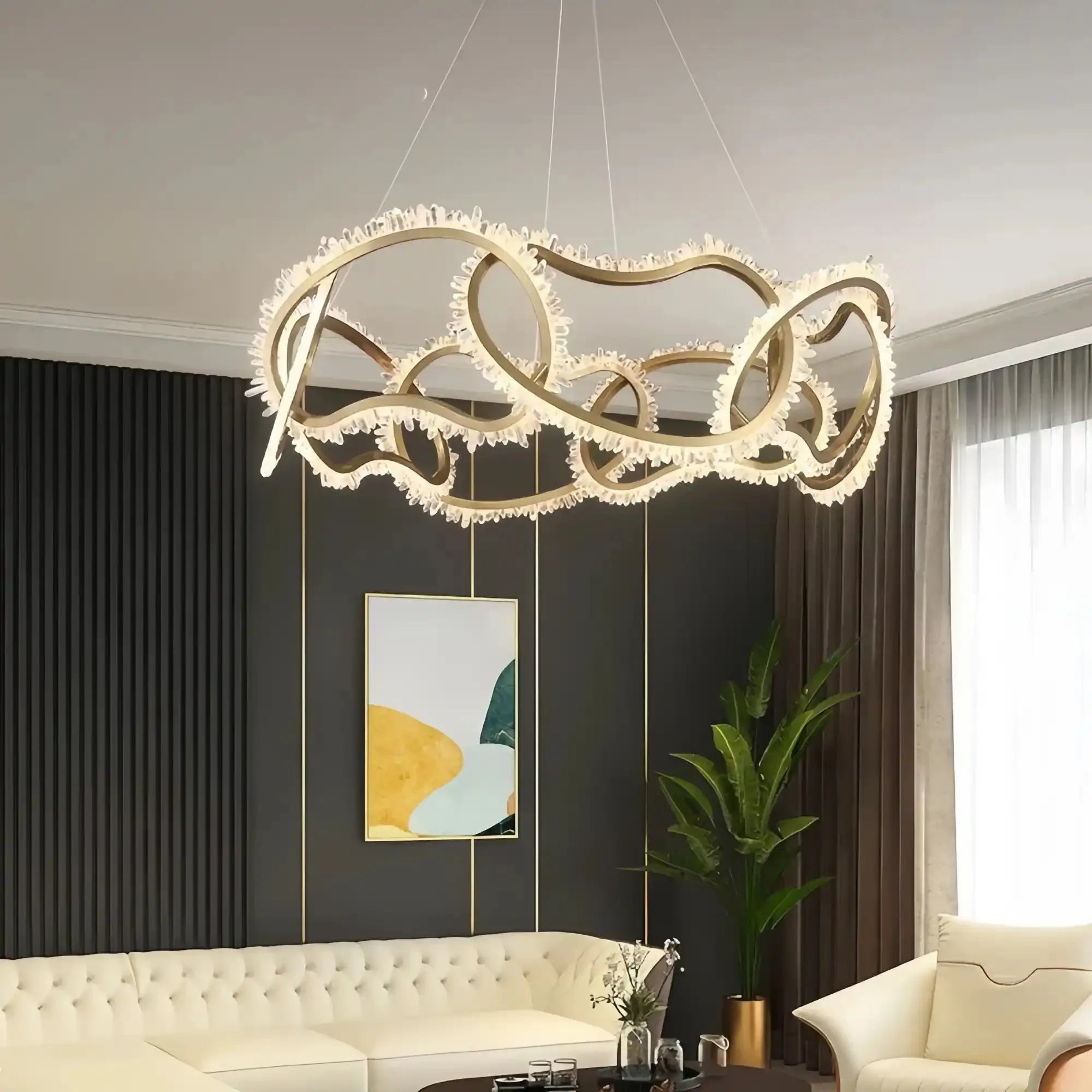Rose Rock Crystal Multi - ring Chandelier Modern Chandelier Restaurant - Blushlighting