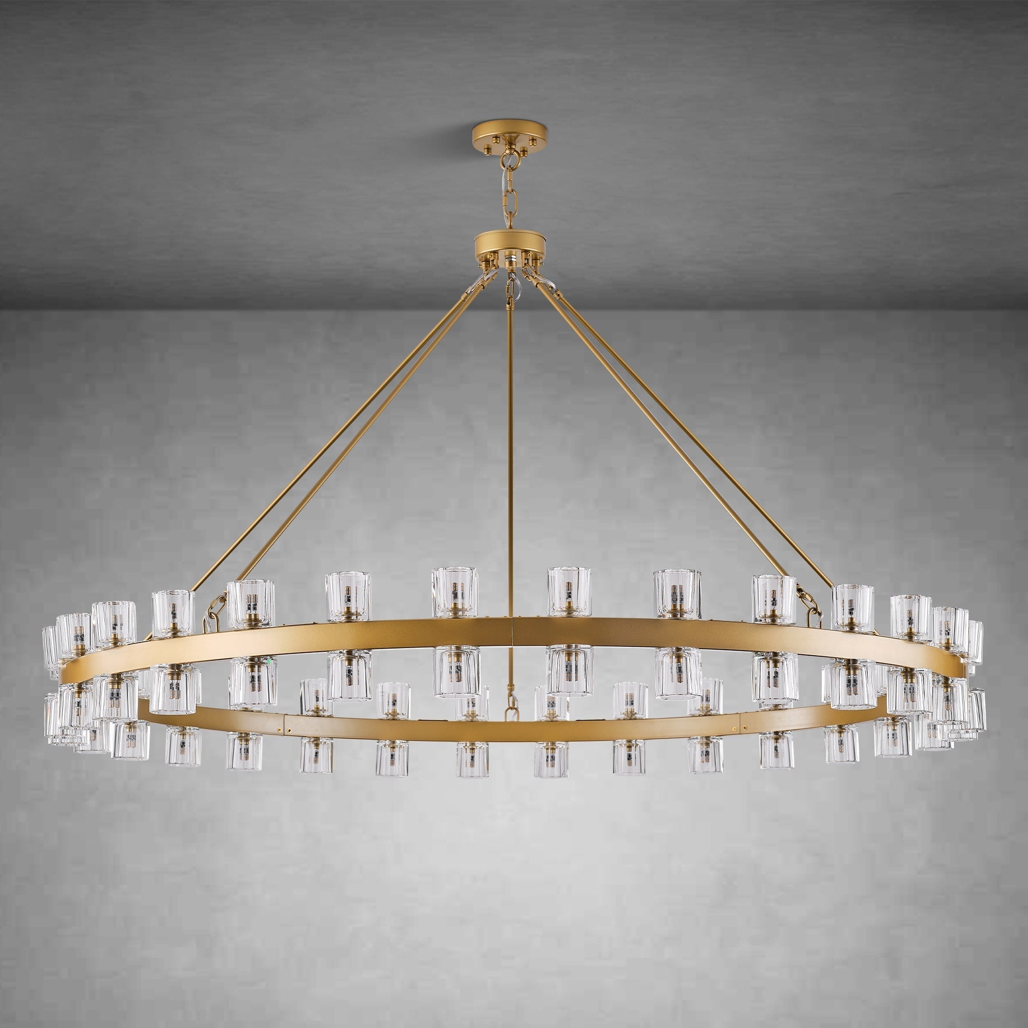 Round Brass Crystal Wagon Wheel Chandelier - 60inBlackBlushlighting