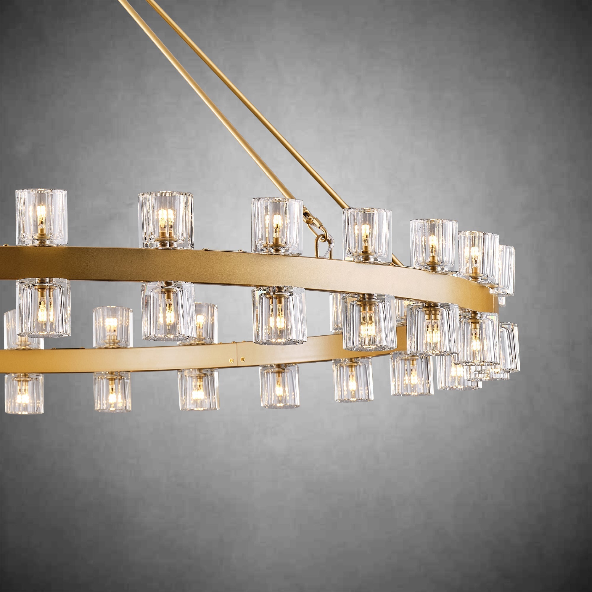 Round Brass Crystal Wagon Wheel Chandelier - 60inBlackBlushlighting