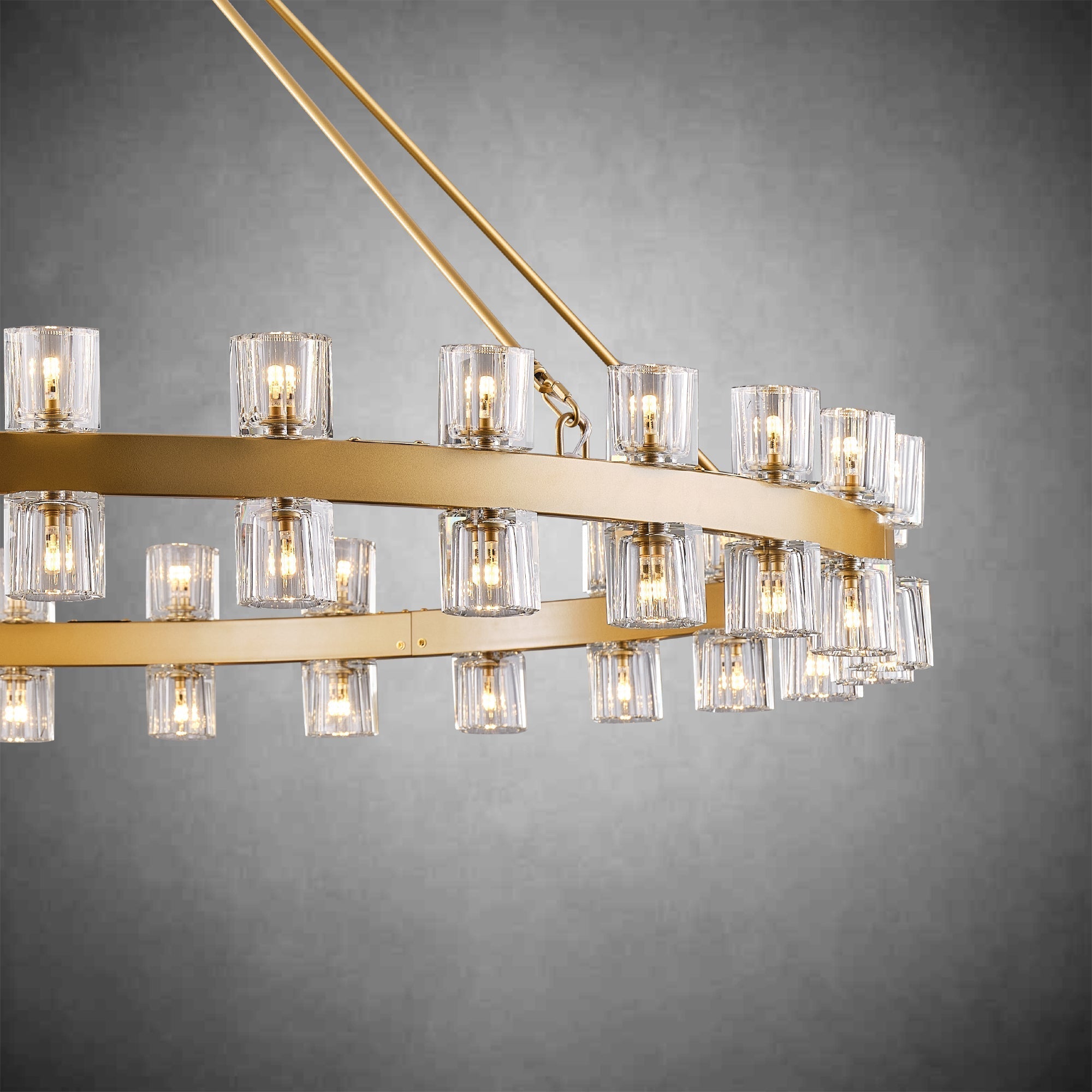 Round Brass Crystal Wagon Wheel Chandelier - 60inBlackBlushlighting