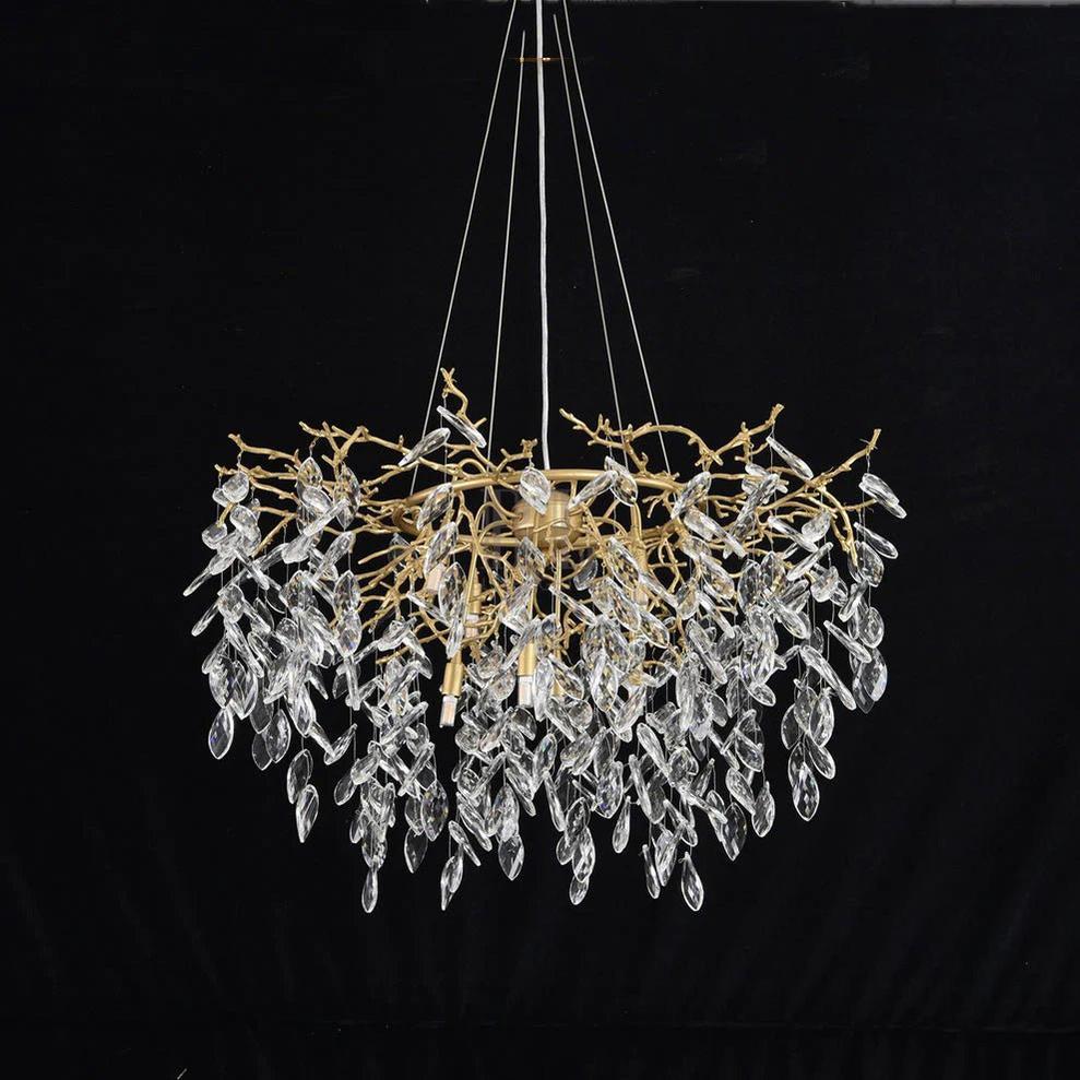Round Gold Clear Modern Crystal Branch Chandelier-Blushlighting-Blushlighting