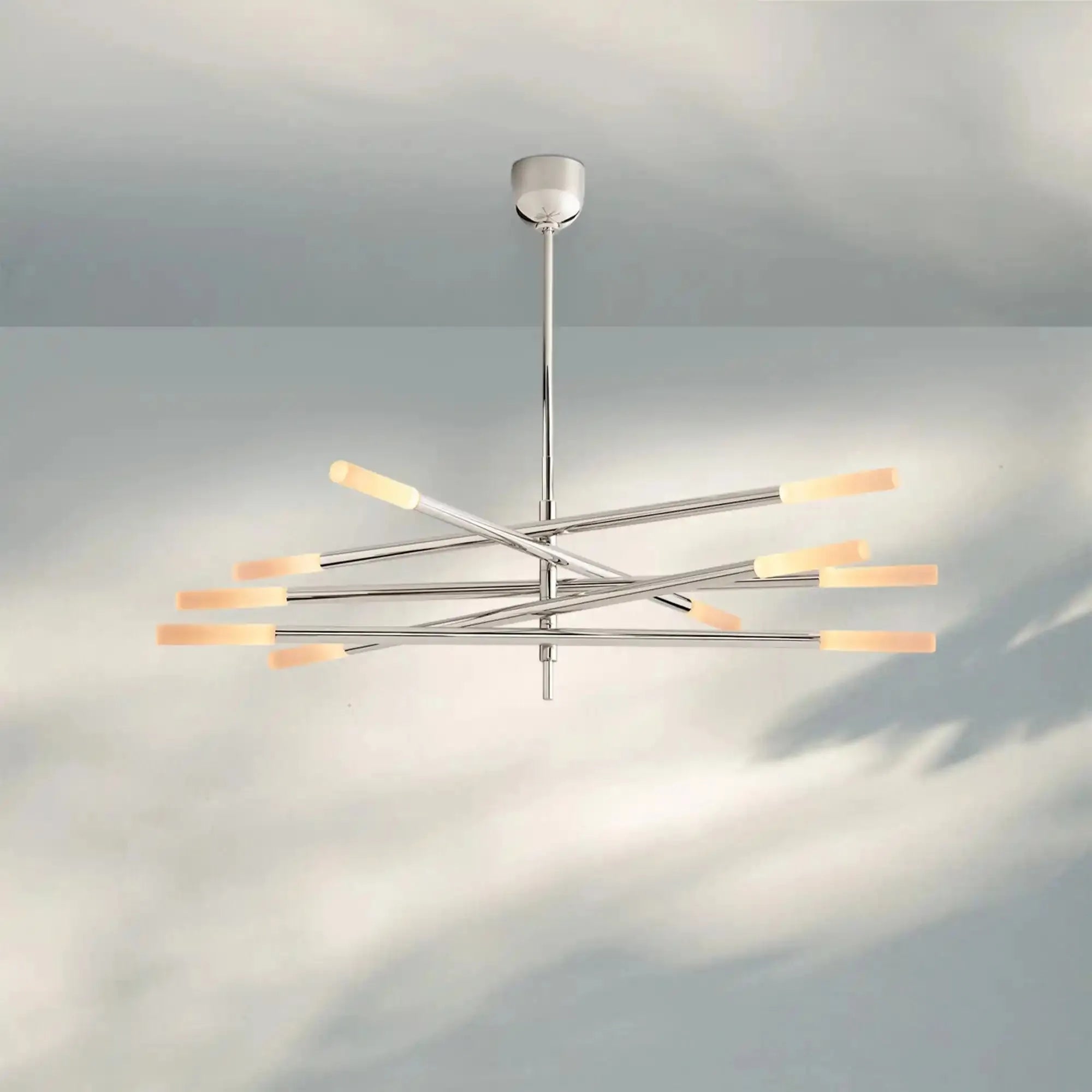 Roussea Grande 8/10-Light Articulating Chandelier-10-Light-Polished Nickel-Etched crystal