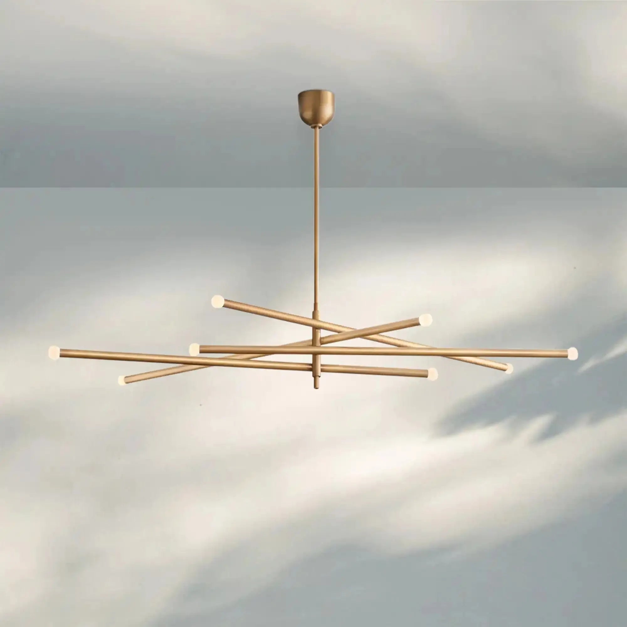 Roussea Grande 8/10-Light Articulating Chandelier-8-Light-Lacquered Burnished Brass-Etched crystal Orb