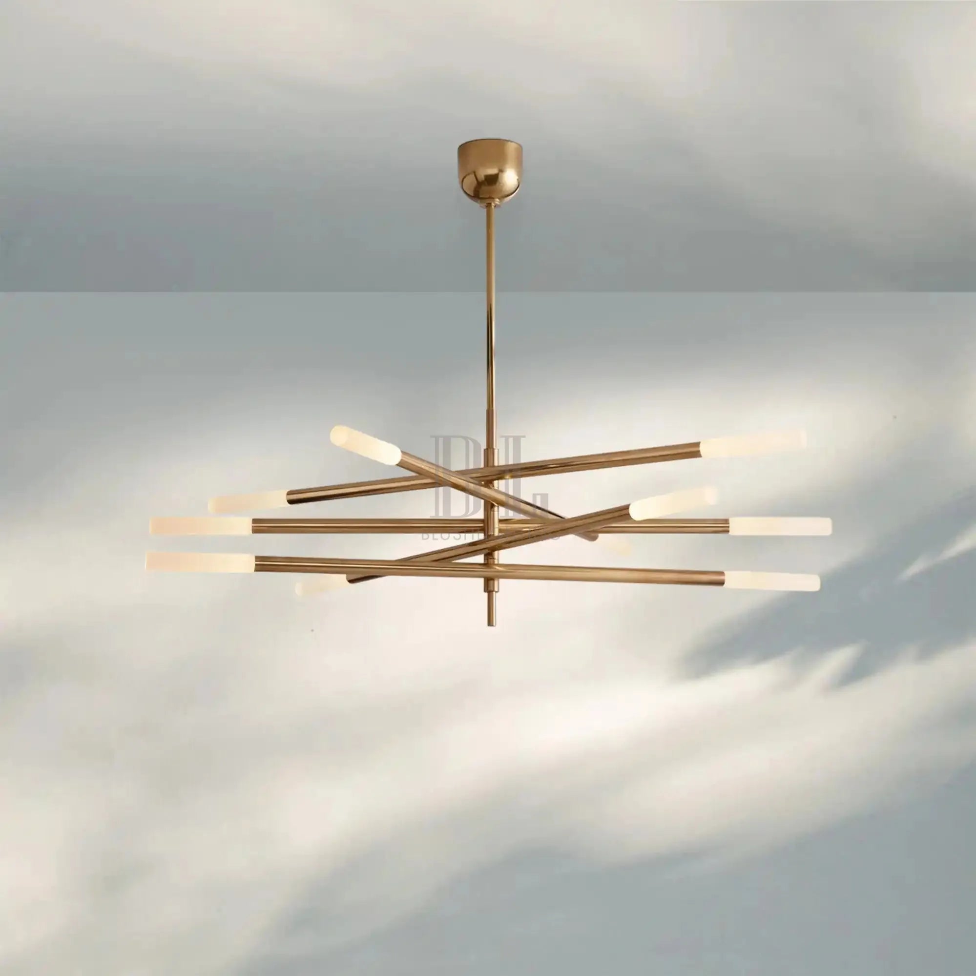 Roussea Grande 8/10-Light Articulating Chandelier-10-Light-Lacquered Burnished Brass-Etched crystal