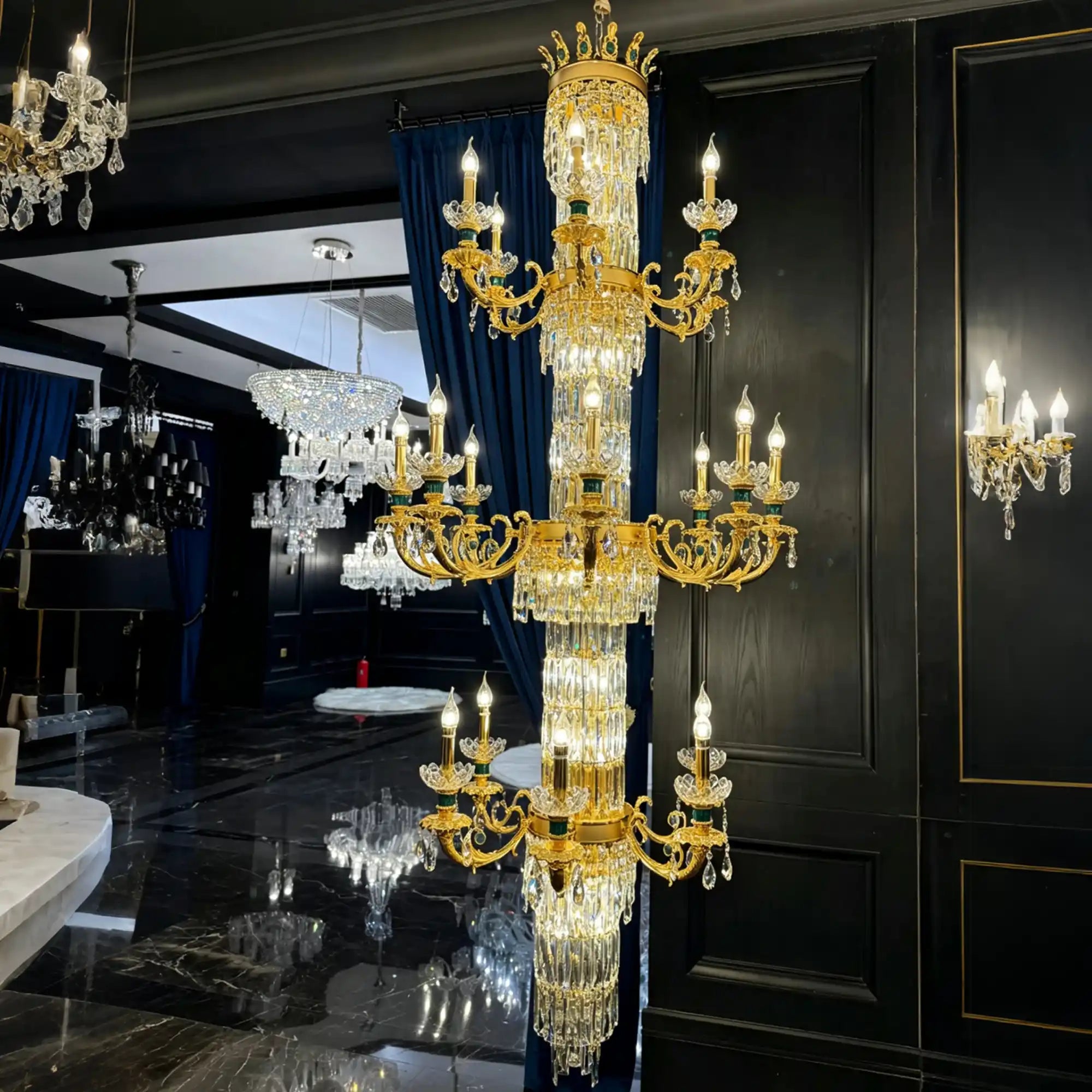 Royal Palace Crown Tiered Crystal Chandelier - CustomWarm LightBlushlighting