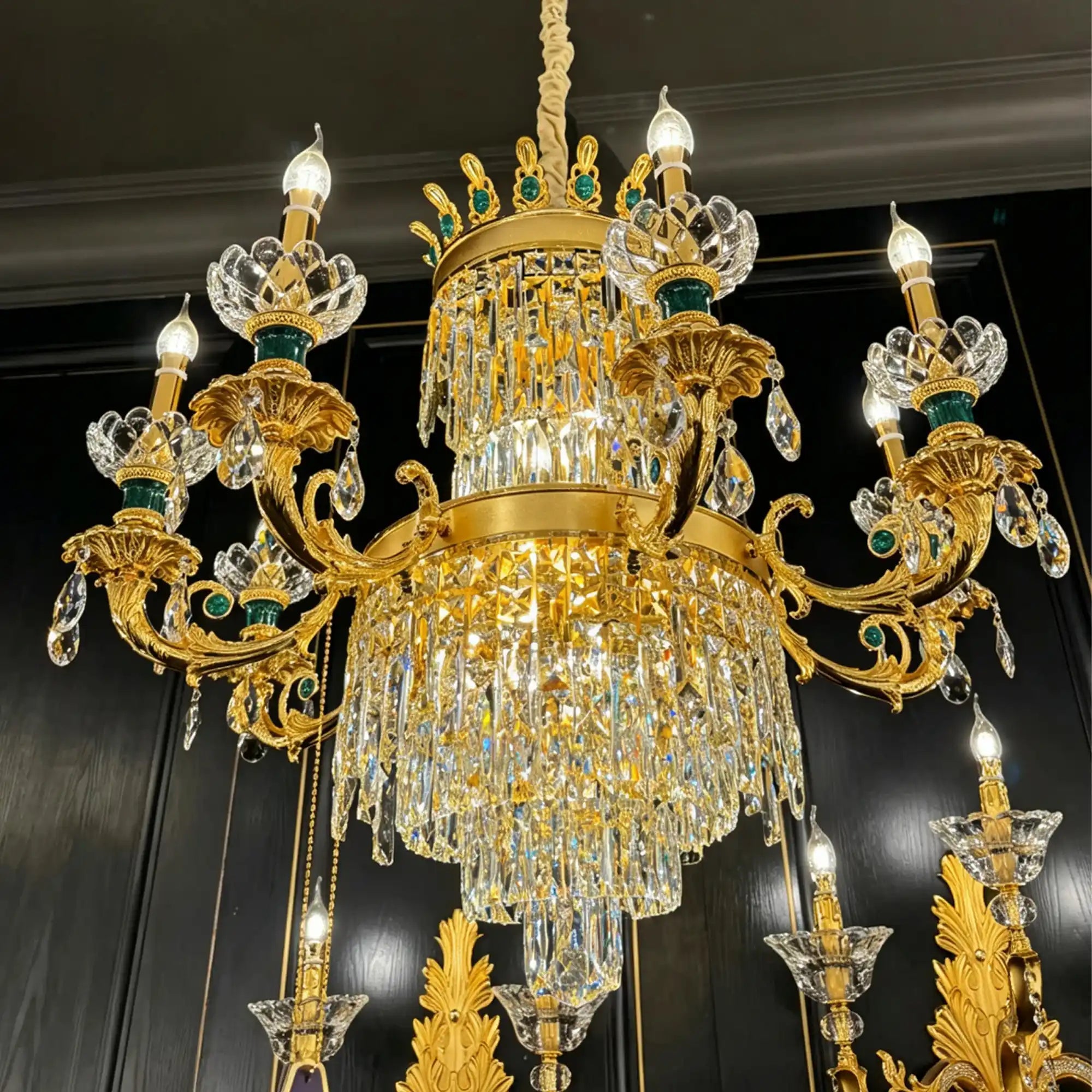 Royal Palace Crown Tiered Crystal Chandelier - CustomWarm LightBlushlighting