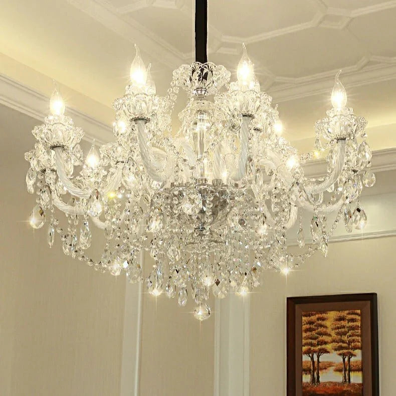 Rustic Antique European Candle Crystal Chandelier Popular Farmhouse Ceiling Light Fixture For Living Room - Blushlighting