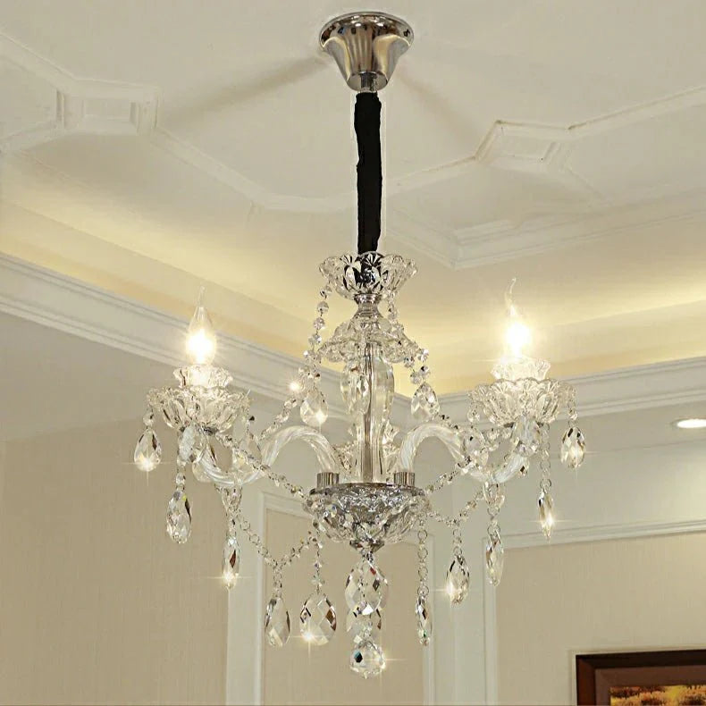 Rustic Antique European Candle Crystal Chandelier Popular Farmhouse Ceiling Light Fixture For Living Room - Blushlighting