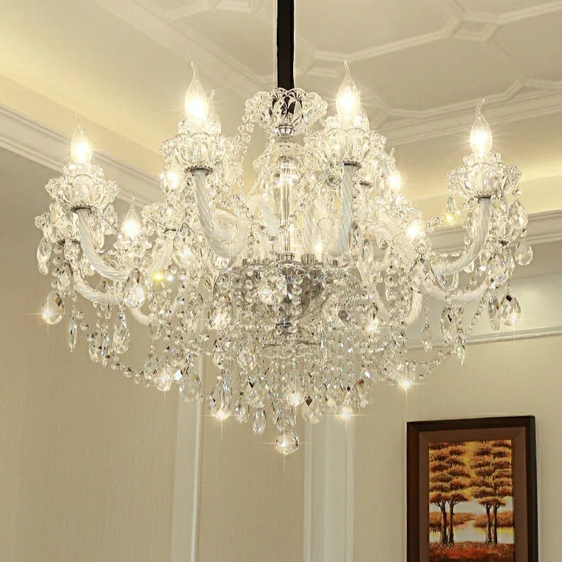 Rustic Antique European Candle Crystal Chandelier Popular Farmhouse Ceiling Light Fixture For Living Room - Blushlighting