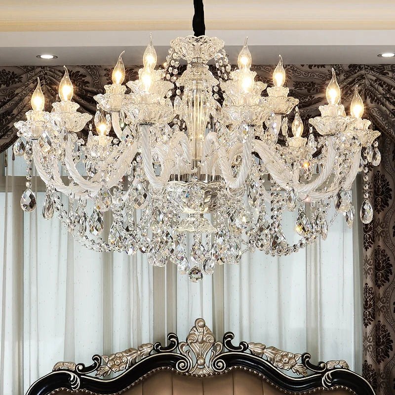 Rustic Antique European Candle Crystal Chandelier Popular Farmhouse Ceiling Light Fixture For Living Room - Blushlighting