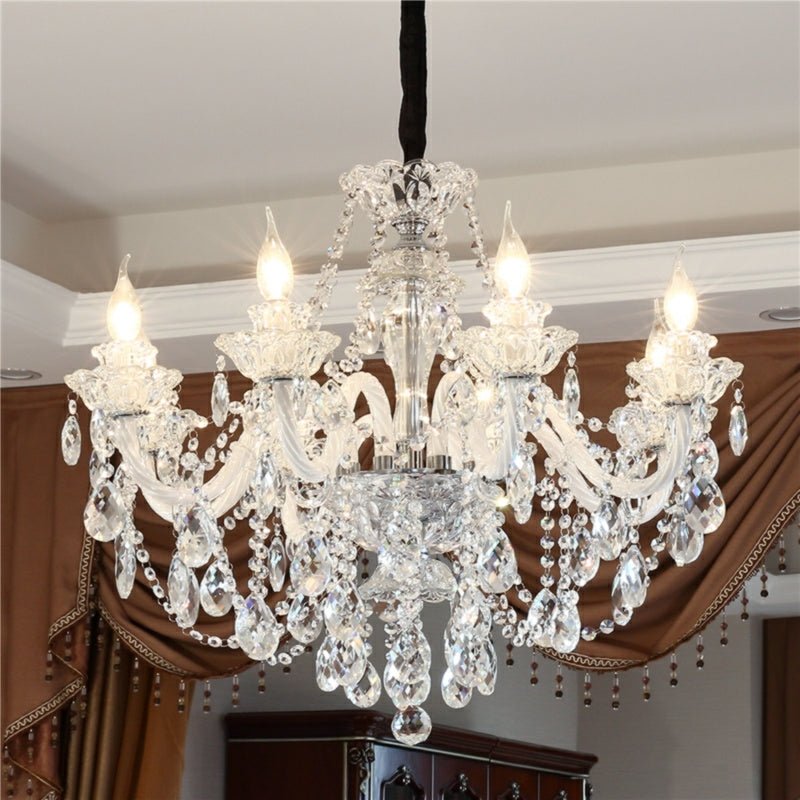 Rustic Antique European Candle Crystal Chandelier Popular Farmhouse Ceiling Light Fixture For Living Room