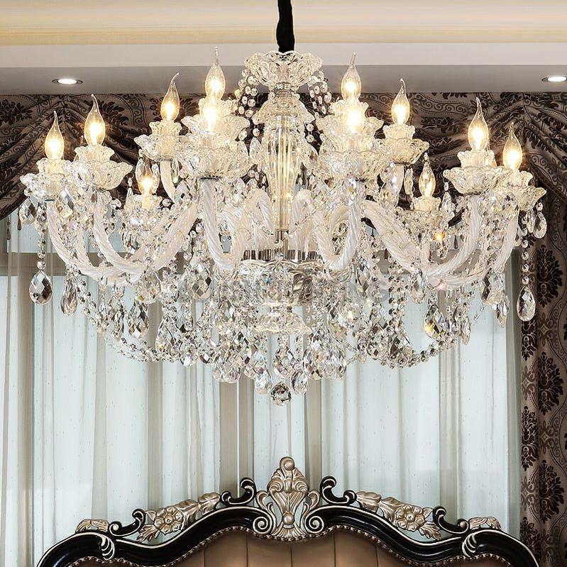 Rustic Antique European Candle Crystal Chandelier Popular Farmhouse Ceiling Light Fixture For Living Room