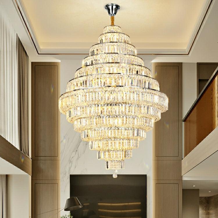 Chrome/ Silver/ GBUd Extra Large Chandelier For Foyer Living Room Staircase Crystal Ceiling Lighting Fixture